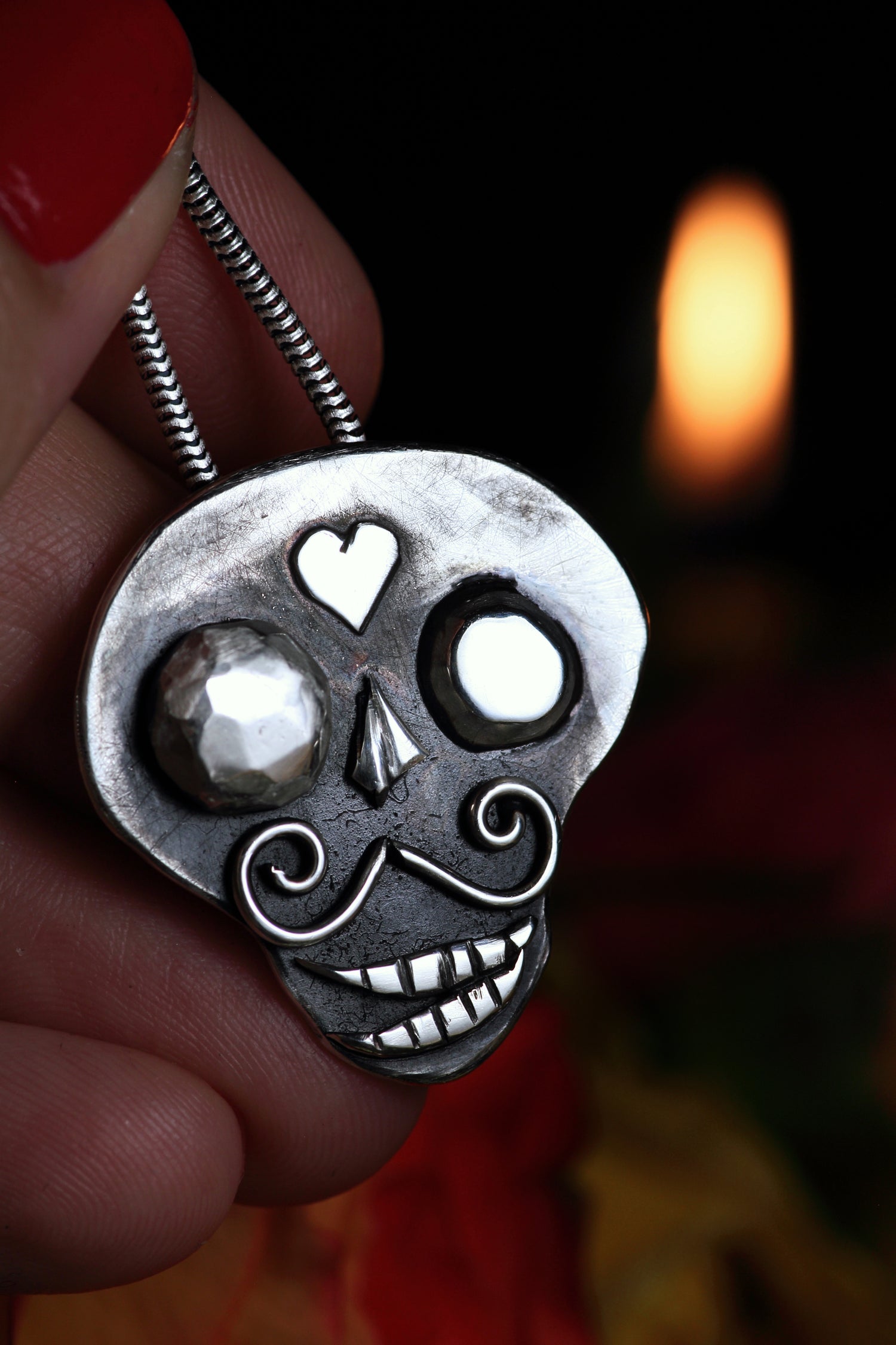 SALE · AMOR ETERNO Silberanhänger · SILVER MIRAGE Serie #2 · Totenkopf Maske · Dia de los Muertos