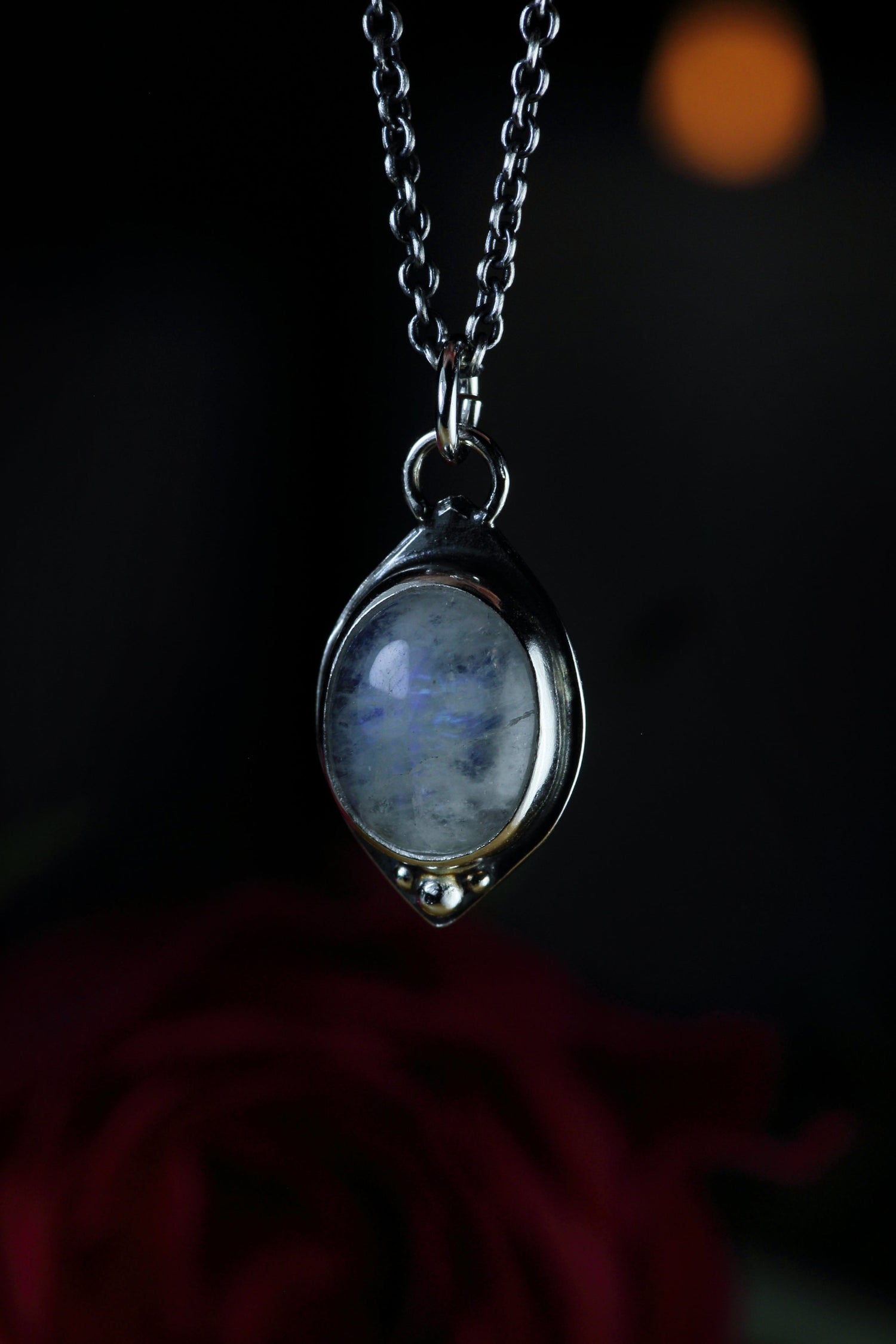 LUMINA Mondstein Anhänger aus 925 Silber · Licht der Seele · Dia de los Muertos