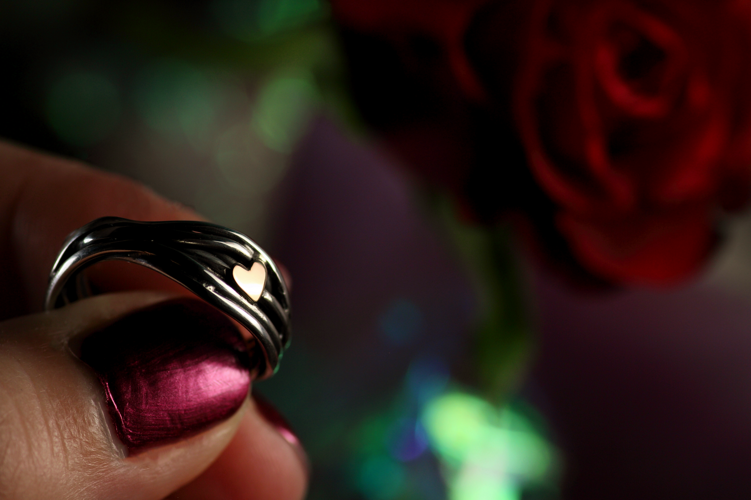 HERZ AUS GOLD INFINITY Unikat Ring aus Silber 925 mit 18k Rosé Gold · Ringgrösse EU 53