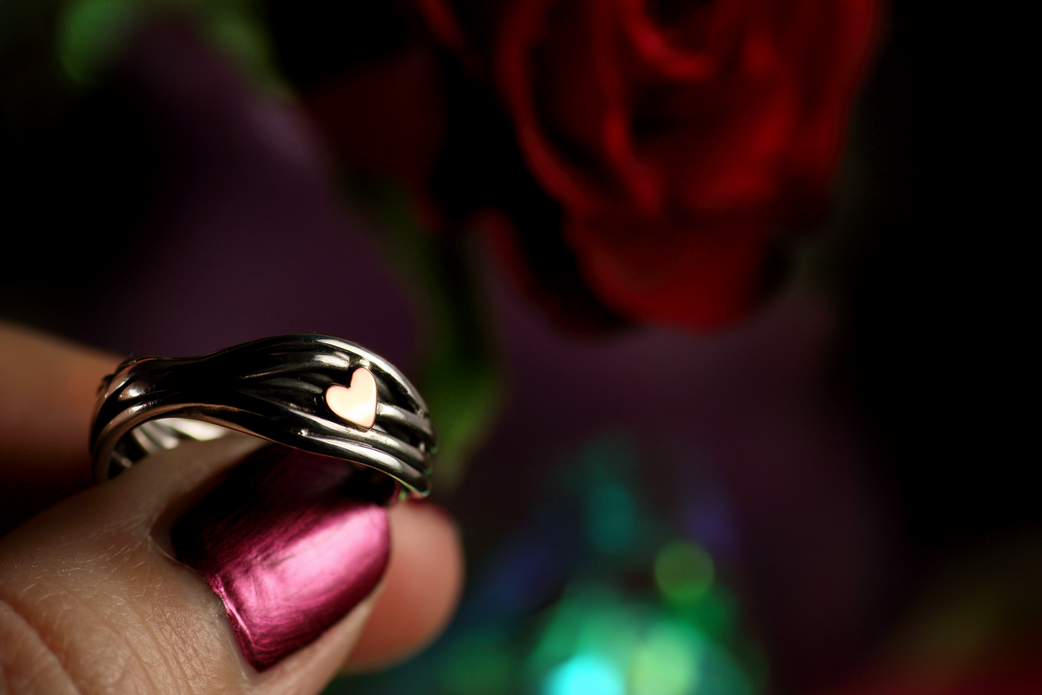 HERZ AUS GOLD INFINITY Unikat Ring aus Silber 925 mit 18k Rosé Gold · Ringgrösse EU 53