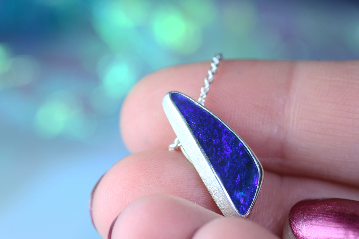 ARCANA NOCTURNA Ankerkette aus Silber 925 mit Opalanhänger