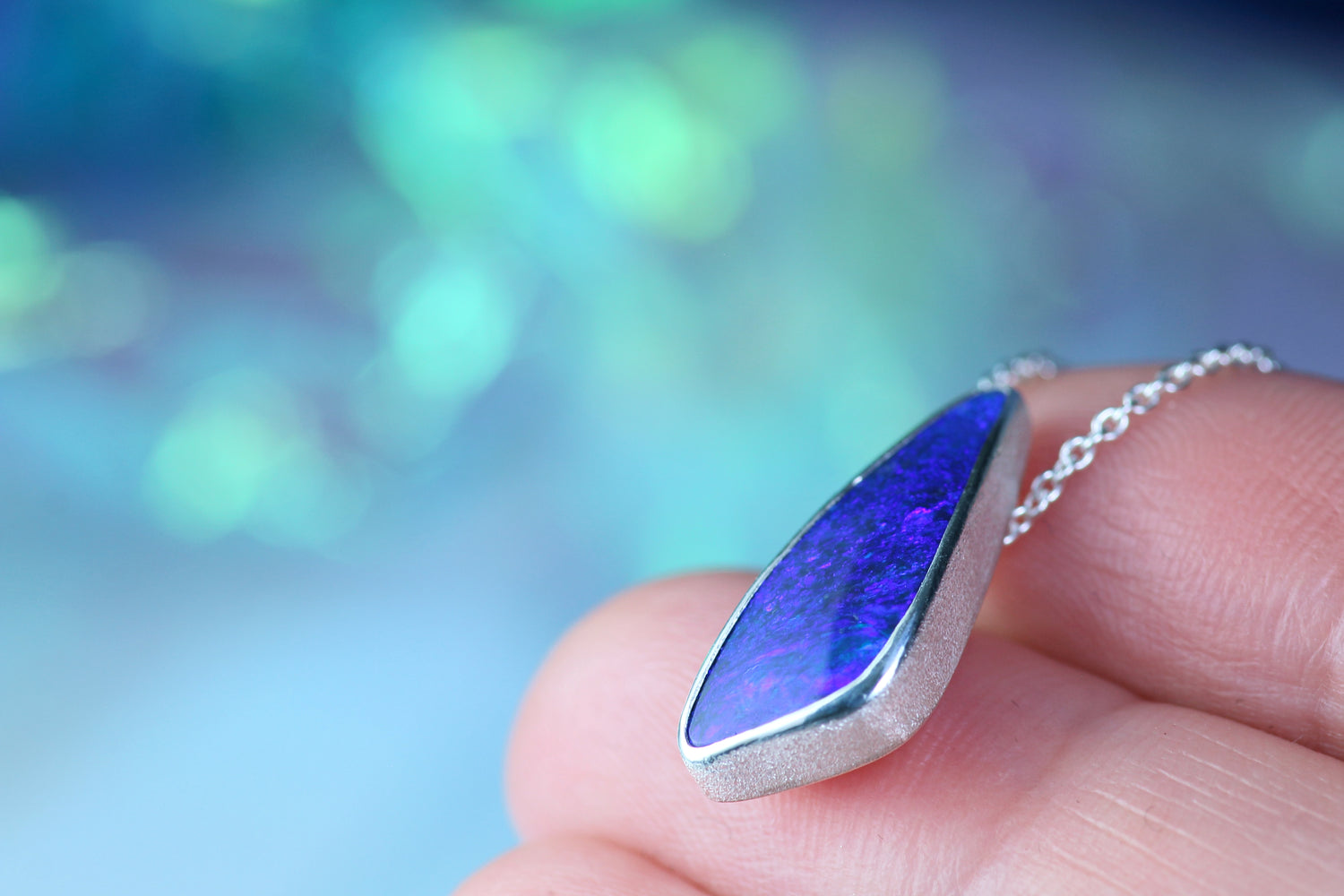 ARCANA NOCTURNA Ankerkette aus Silber 925 mit Opalanhänger