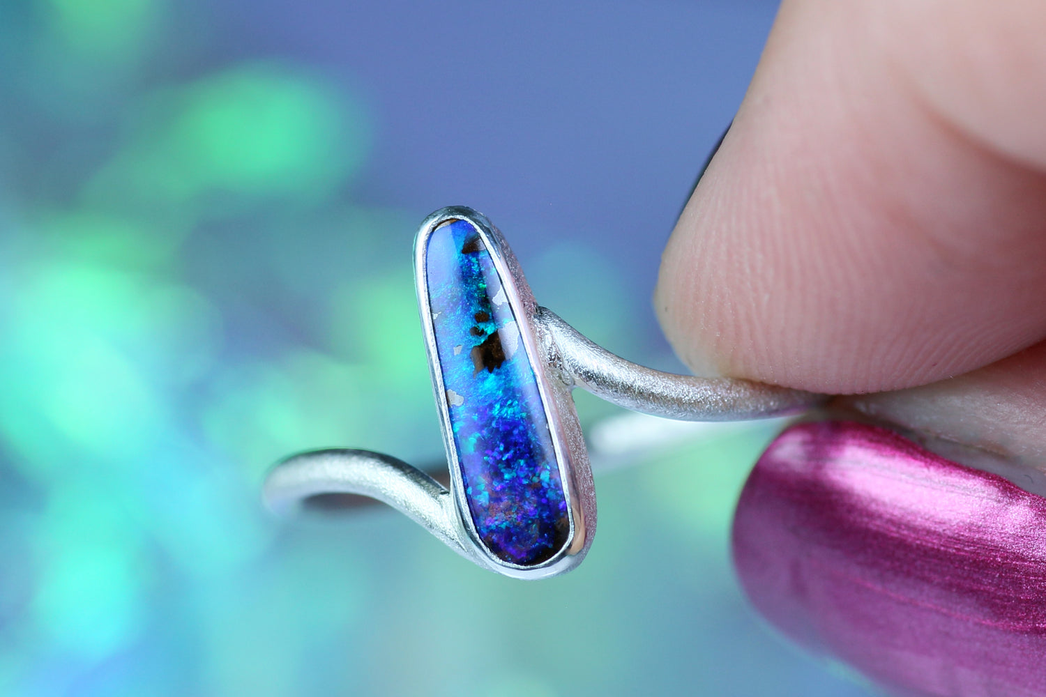 COSMO ATLANTIS Opalring aus Silber 925 · Ringgrösse EU 57 - 58