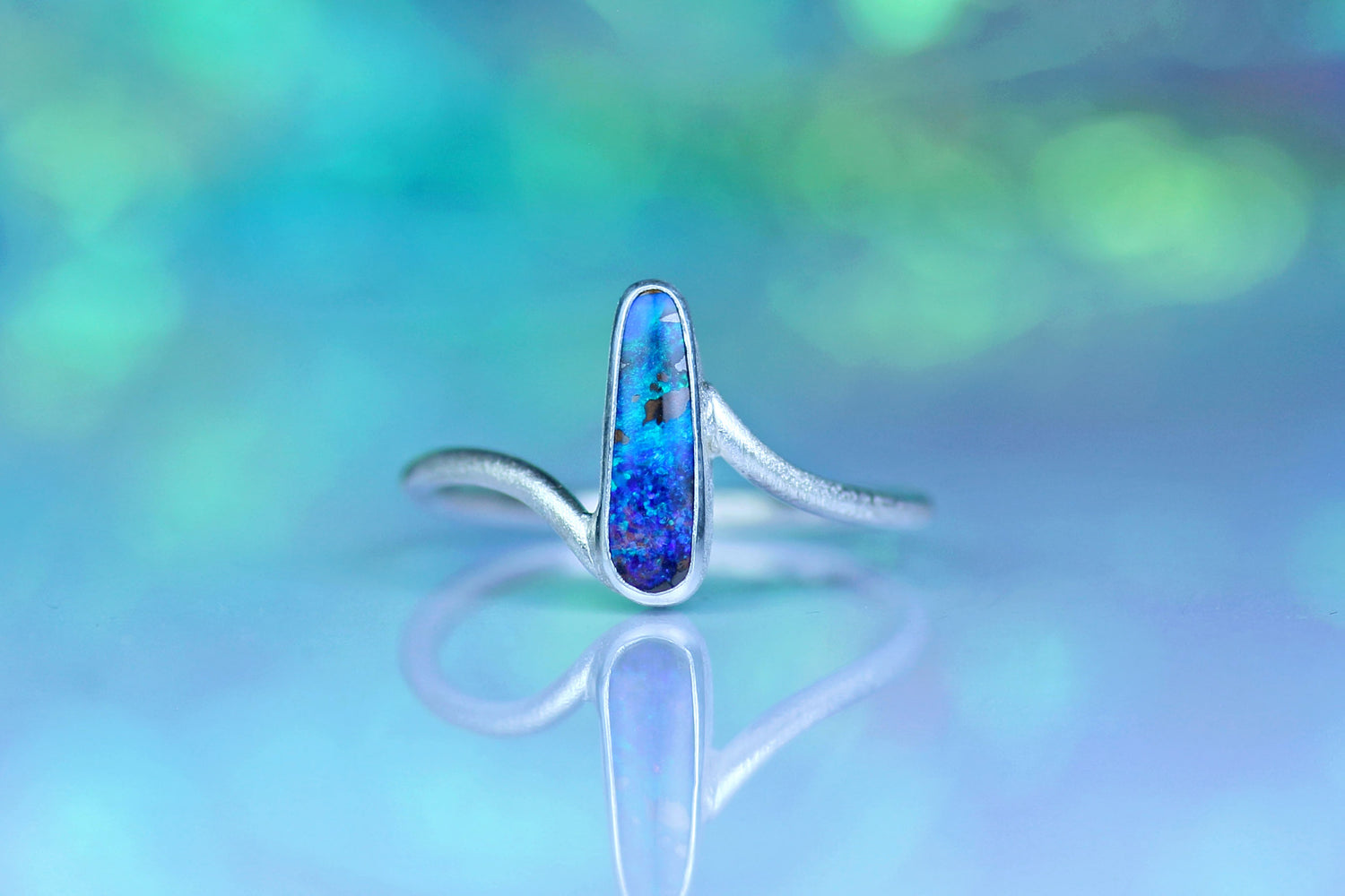 COSMO ATLANTIS Opalring aus Silber 925 · Ringgrösse EU 57 - 58