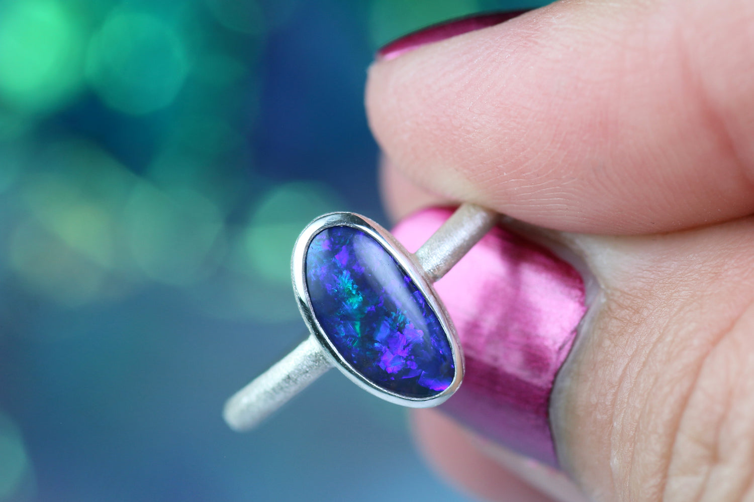 LUNA NOVA – Opal Silberring · EU 51 - 52