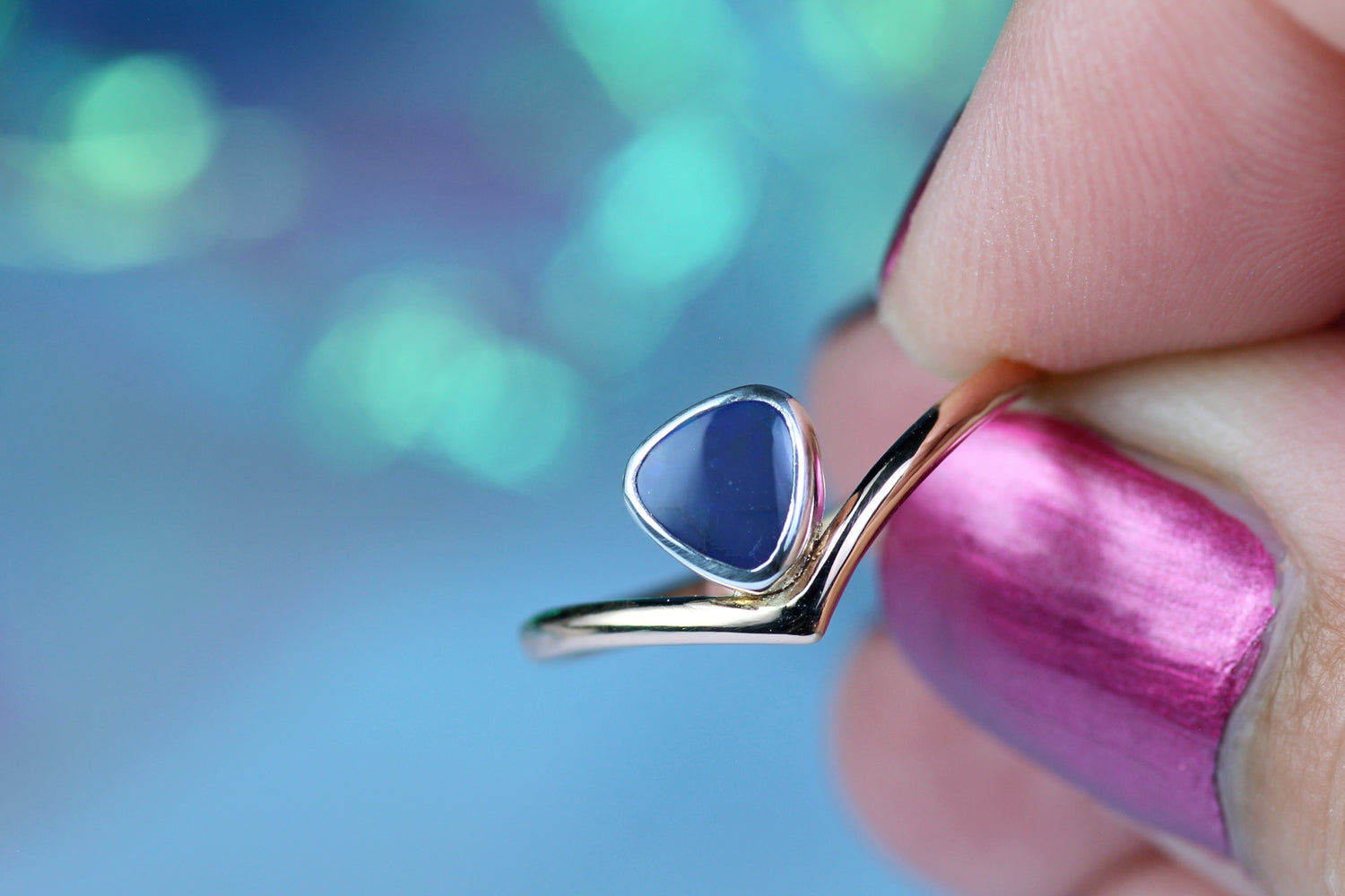 AURORA ETERNA Bicolor Ring in 18k Roségold mit Black Opal in Silber · EU 50 - 51