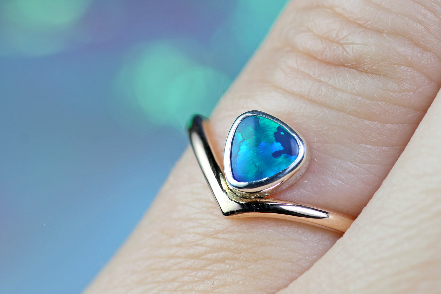 AURORA ETERNA Bicolor Ring in 18k Roségold mit Black Opal in Silber · EU 50 - 51