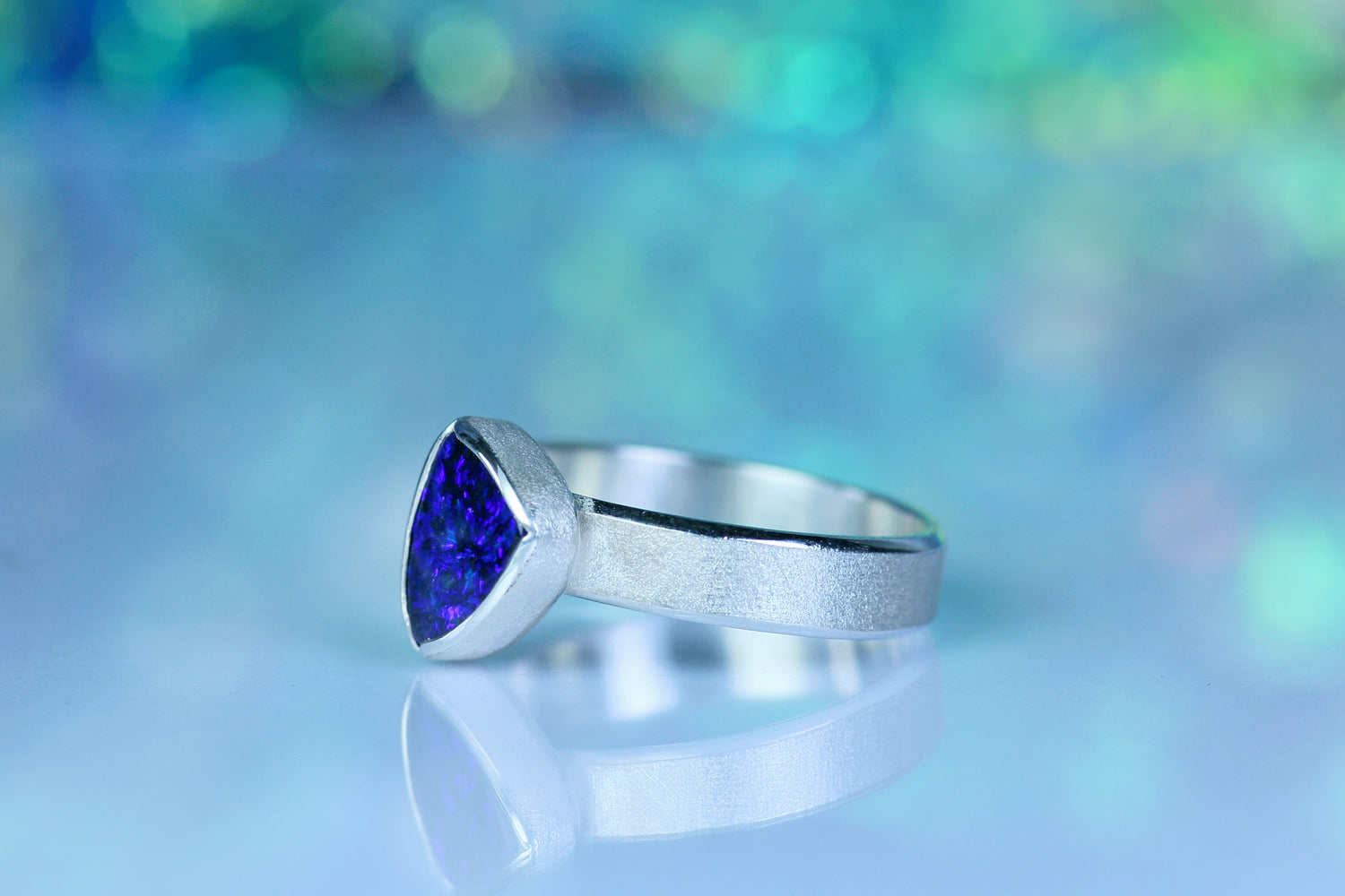 STELLA OBSCURA Silberring mit australischem Opal – Ringgrösse EU 57