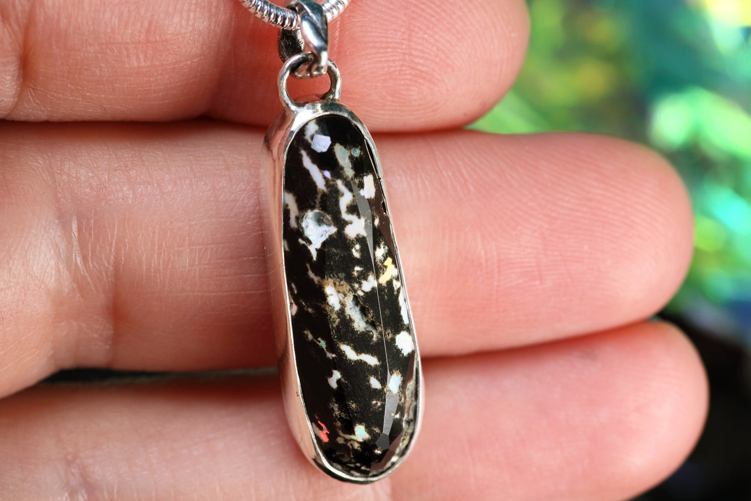 AURORA FERA Einzigartiger Mexikanischer Leoparden Opal Silberanhänger
