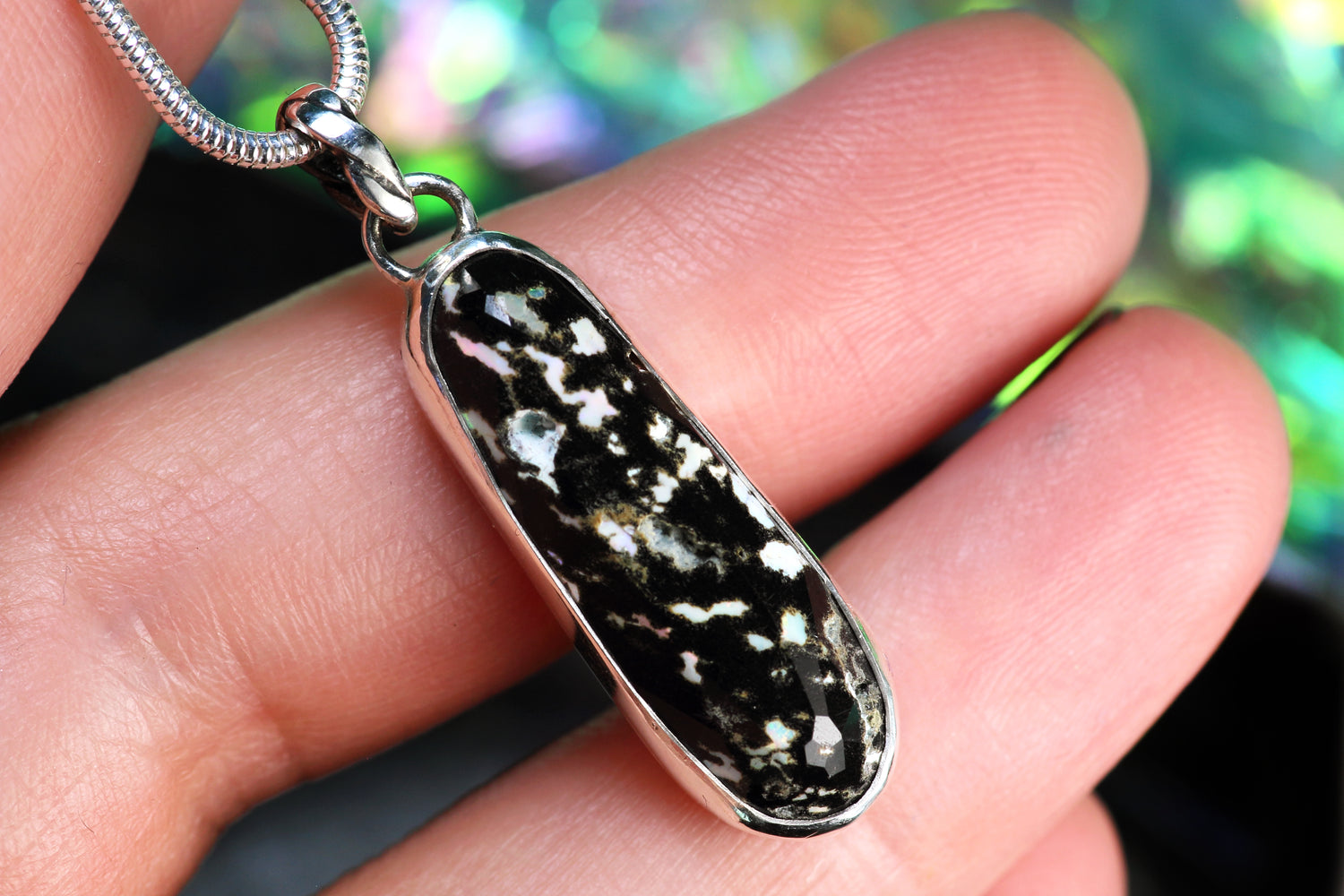 AURORA FERA Einzigartiger Mexikanischer Leoparden Opal Silberanhänger