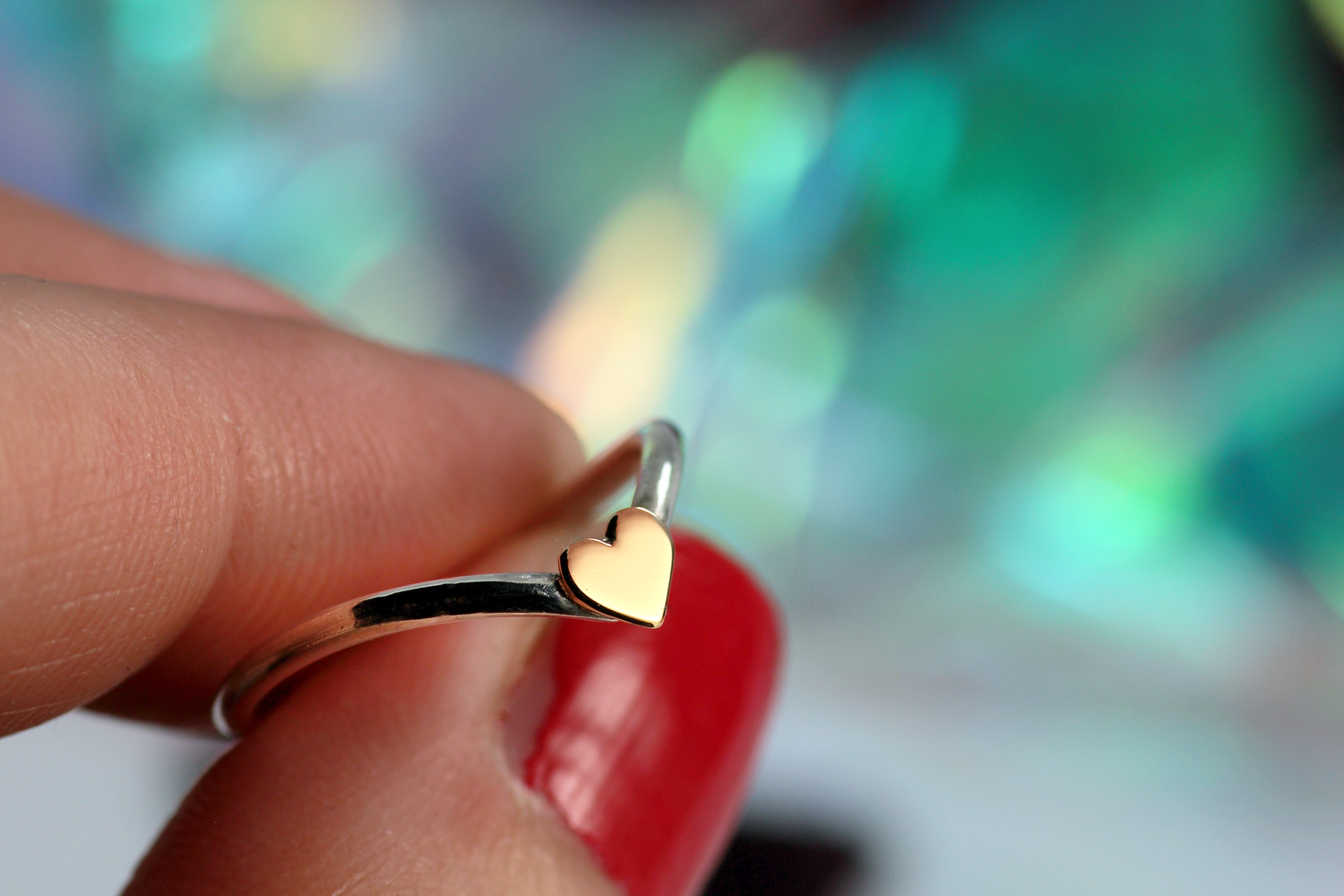 HERZ AUS GOLD Ring aus Silber 925 mit 18K Rosé Gold Herz · alle Ringgrössen erhältlich