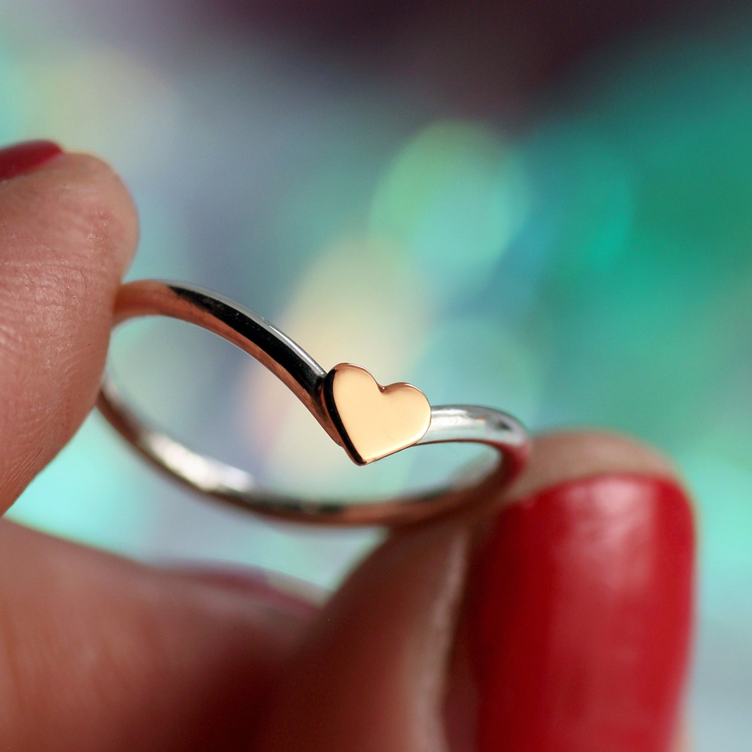 HERZ AUS GOLD Ring aus Silber 925 mit 18K Rosé Gold Herz · alle Ringgrössen erhältlich