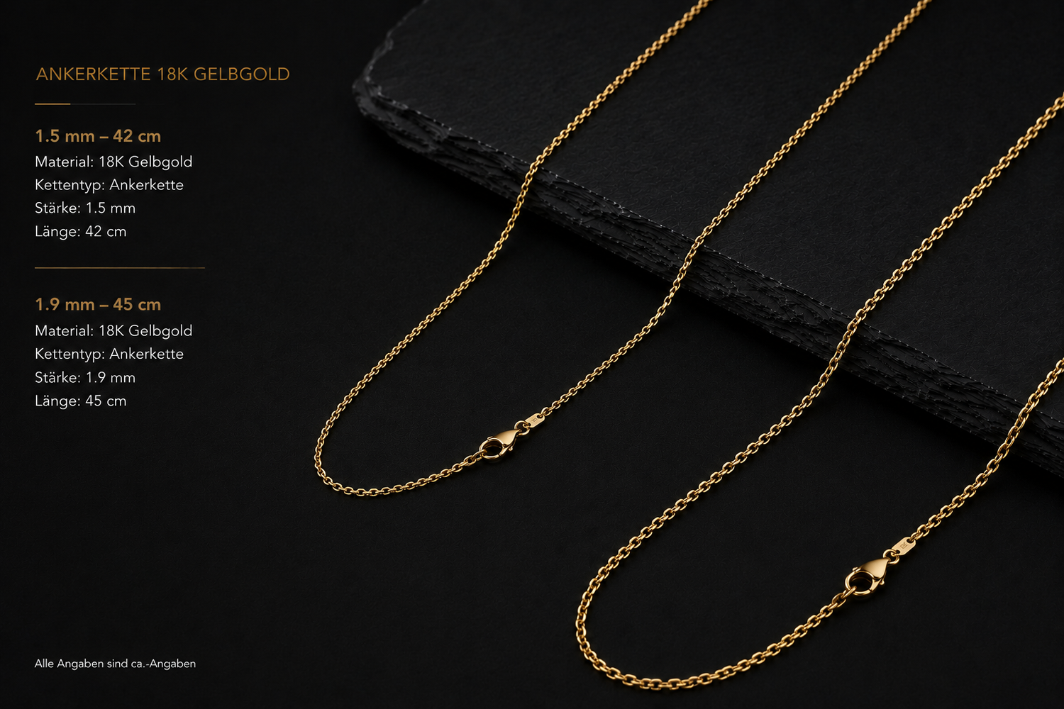 ANKERKETTE 18 Karat Gelbgold · Halskette Länge 42 cm oder 45 cm