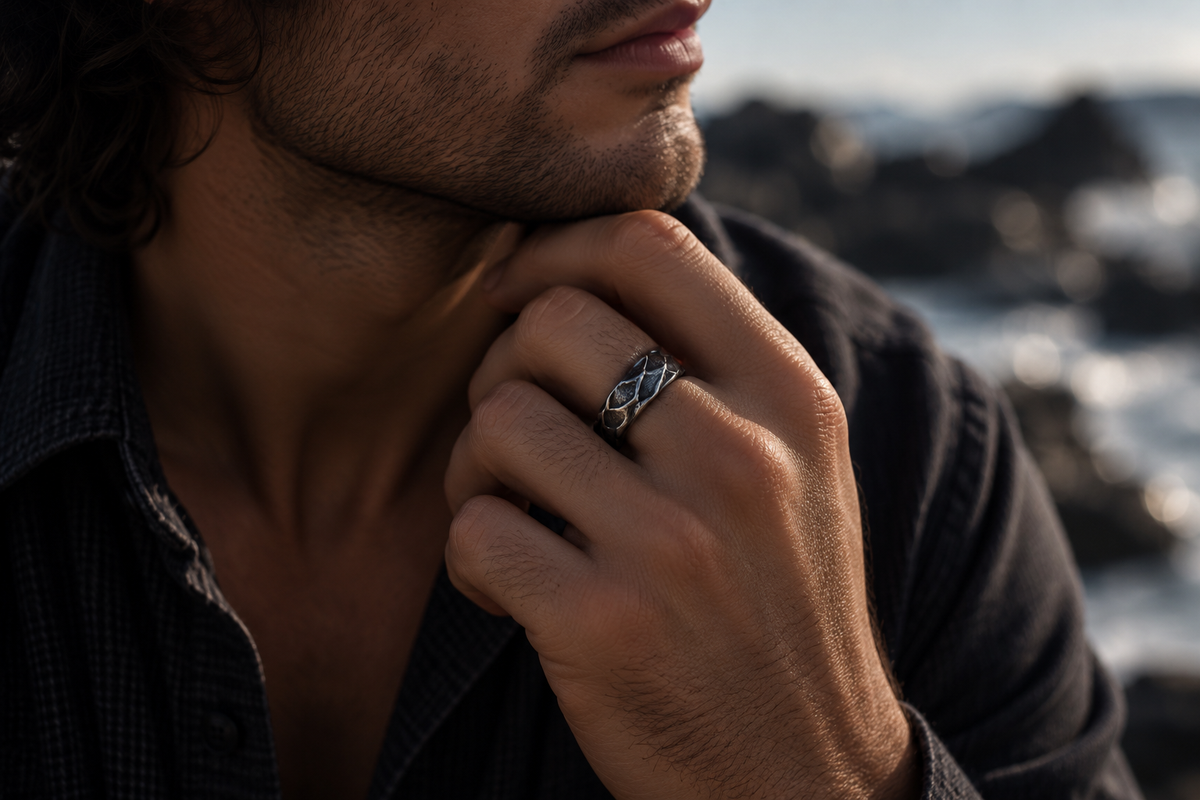 COR MARIS Ring • Offener Designer Silberring 925 mit organischer Struktur · Vorbestellung