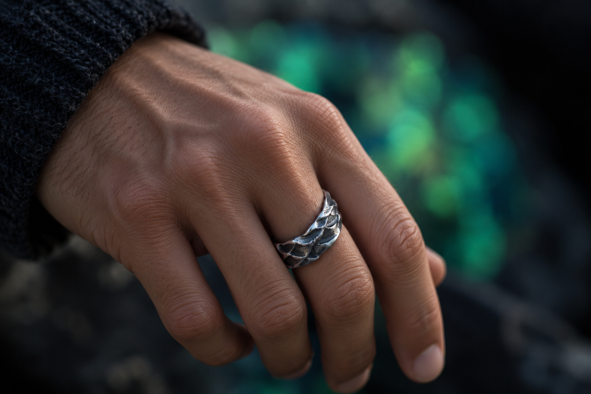 COR MARIS Ring • Offener Designer Silberring 925 mit organischer Struktur · Vorbestellung