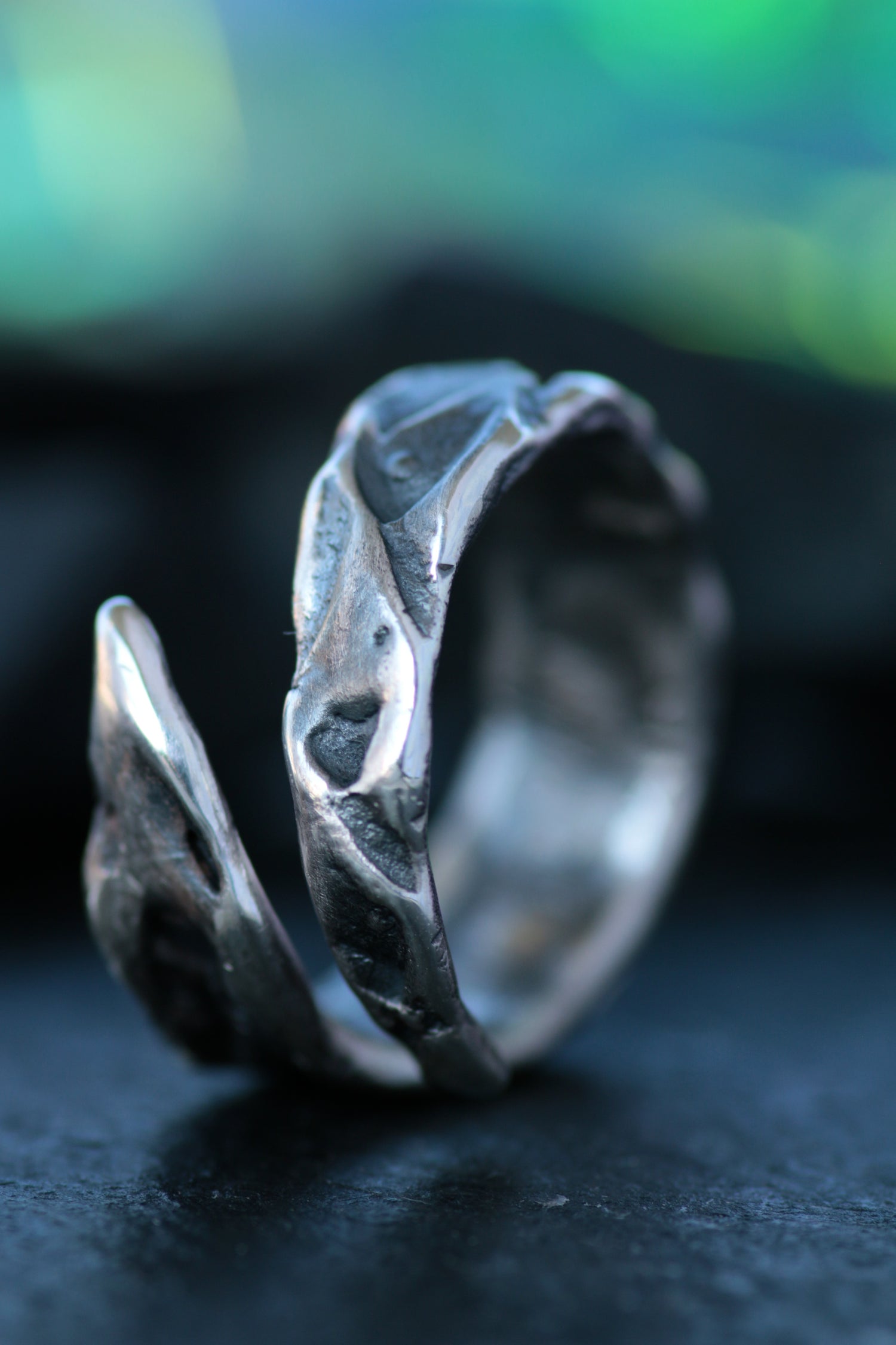 Bague COR MARIS • Bague design ouverte en argent 925 avec structure organique · Précommande