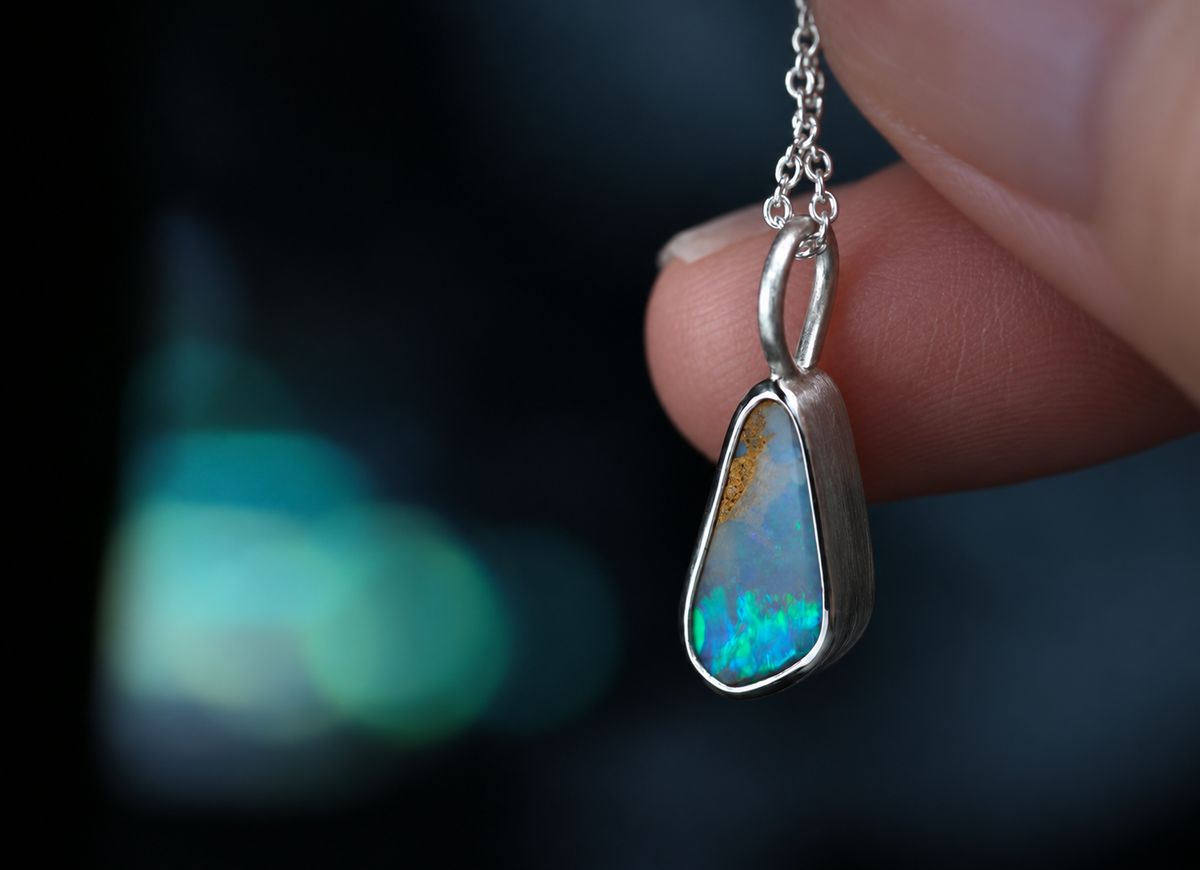 AQUA SERENA • Pendentif en argent 925 avec opale australienne · Pièce unique