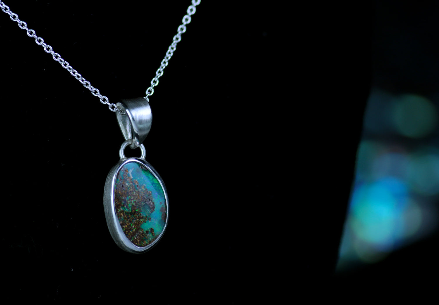 ATLANTIS Anhänger • Designer Silberanhänger 925 mit australischem Opal · Unikat