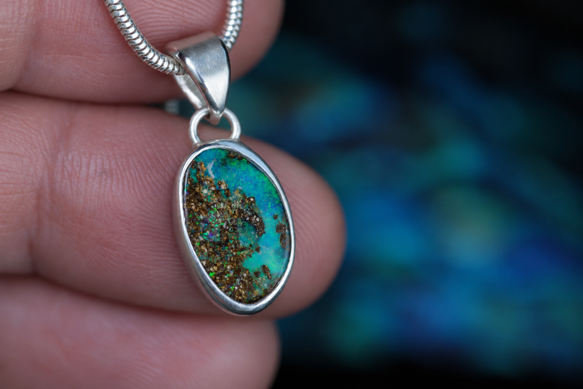 ATLANTIS Anhänger • Designer Silberanhänger 925 mit australischem Opal · Unikat