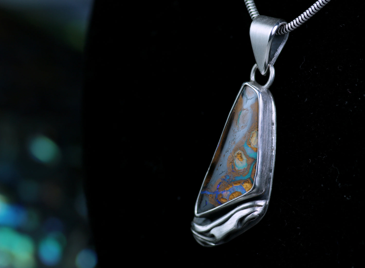 ITHAKA Anhänger • Designer Silberanhänger 925 mit australischem Matrixopal · Unikat