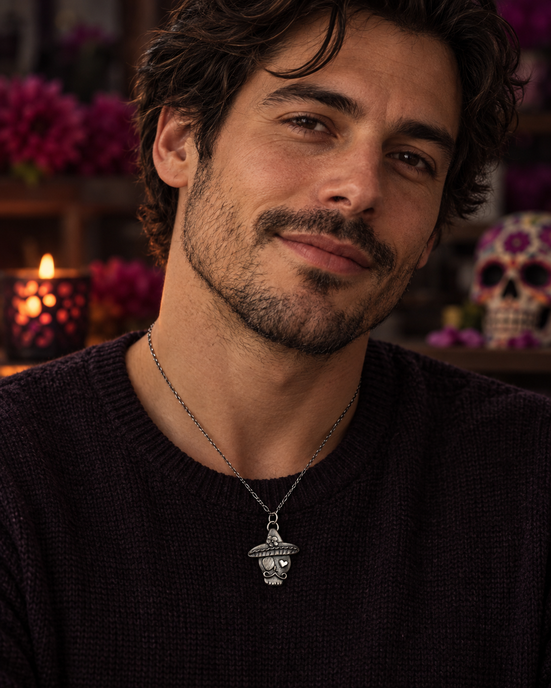 DON CALAVERA · Sugar Skull Totenkopf-Anhänger mit Sombrero · Silber 925 · VORVERKAUF