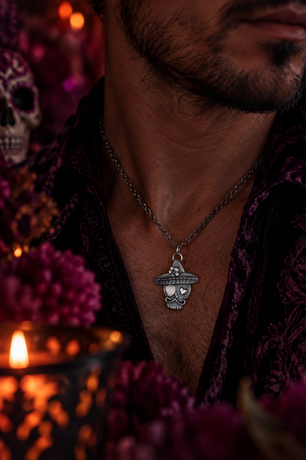 DON CALAVERA · Sugar Skull Totenkopf-Anhänger mit Sombrero · Silber 925 · VORVERKAUF