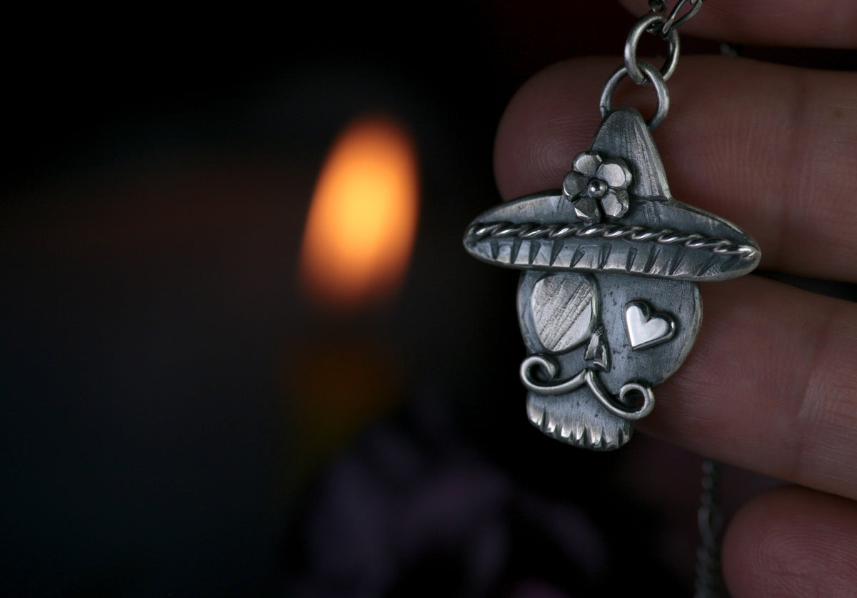 DON CALAVERA · Sugar Skull Totenkopf-Anhänger mit Sombrero · Silber 925 · VORVERKAUF