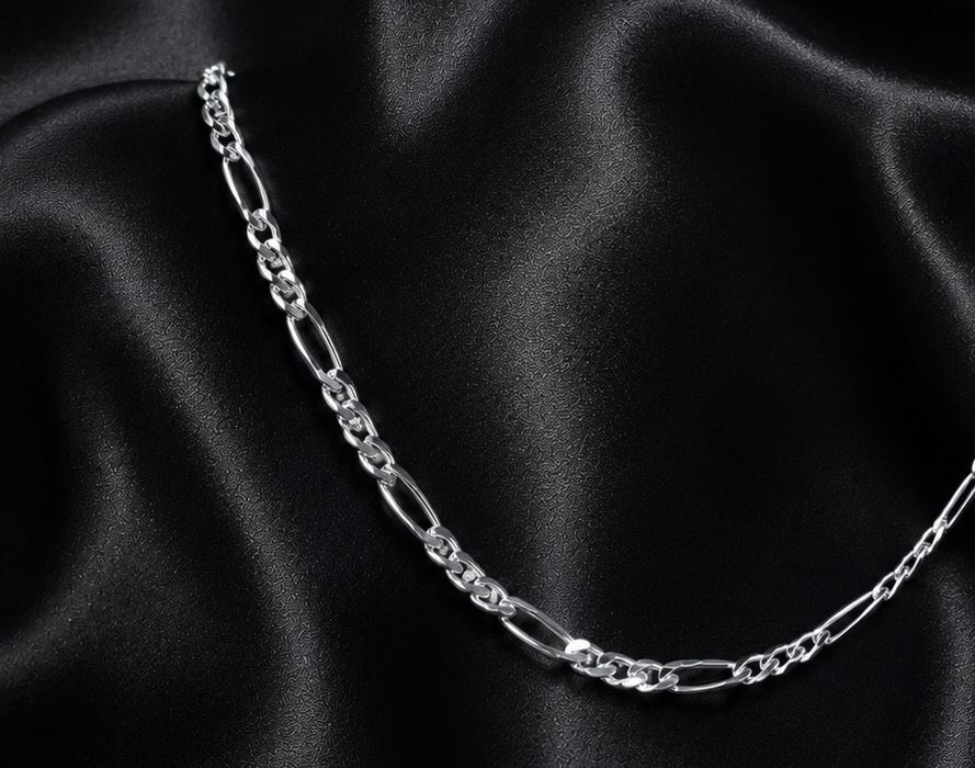 Halskette · Figaro Panzerkette aus 925 Sterling Silber – 42 cm oder 50 cm