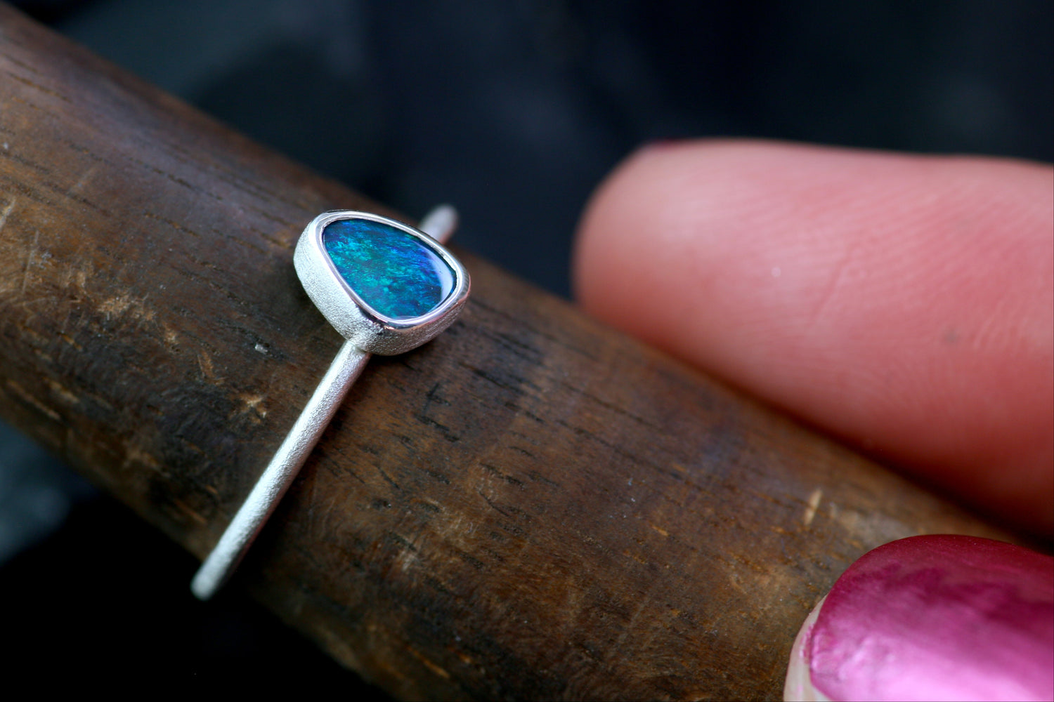 PAON Opal Ring aus Silber 925 · Ringgrösse EU 51-52
