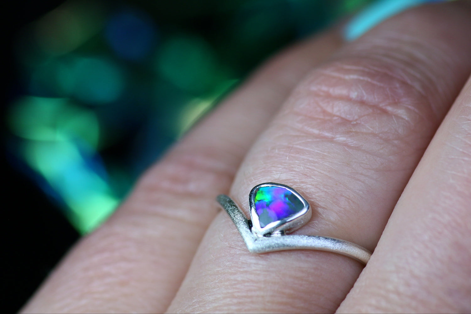 AURALIS Wunderschöner Opal Silberring · Grösse EU 55