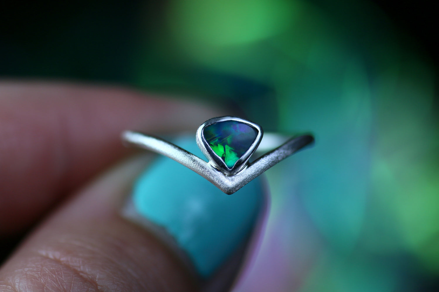 AURALIS Wunderschöner Opal Silberring · Grösse EU 55