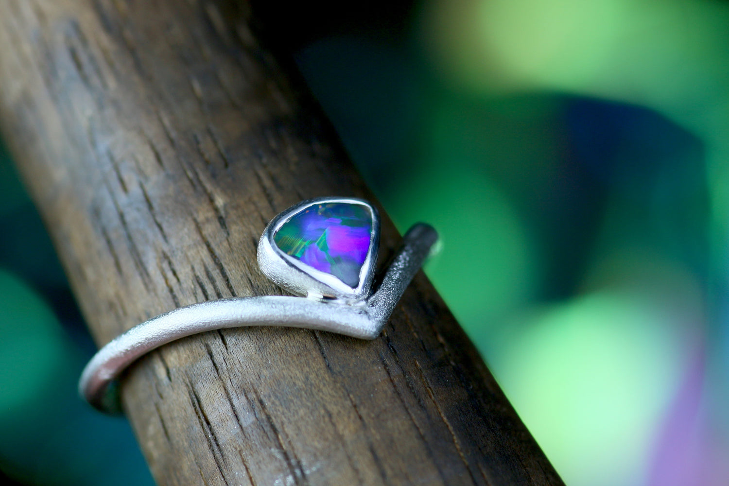 AURALIS Wunderschöner Opal Silberring · Grösse EU 55