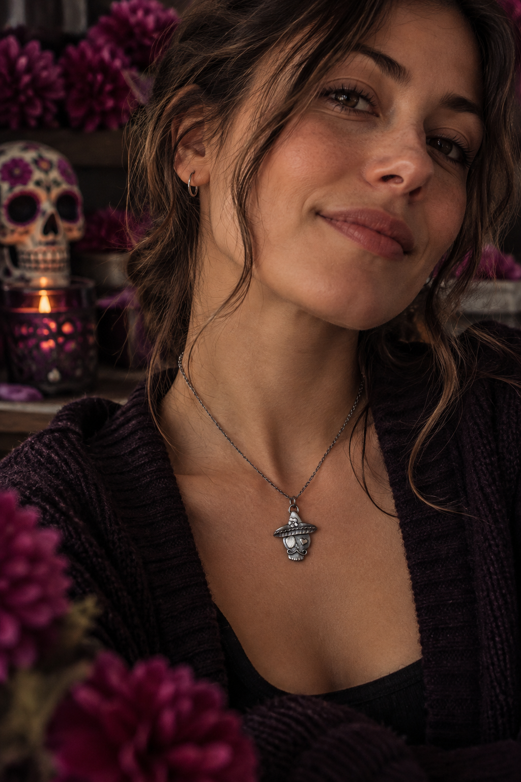DON CALAVERA · Sugar Skull Totenkopf-Anhänger mit Sombrero · Silber 925 · VORVERKAUF