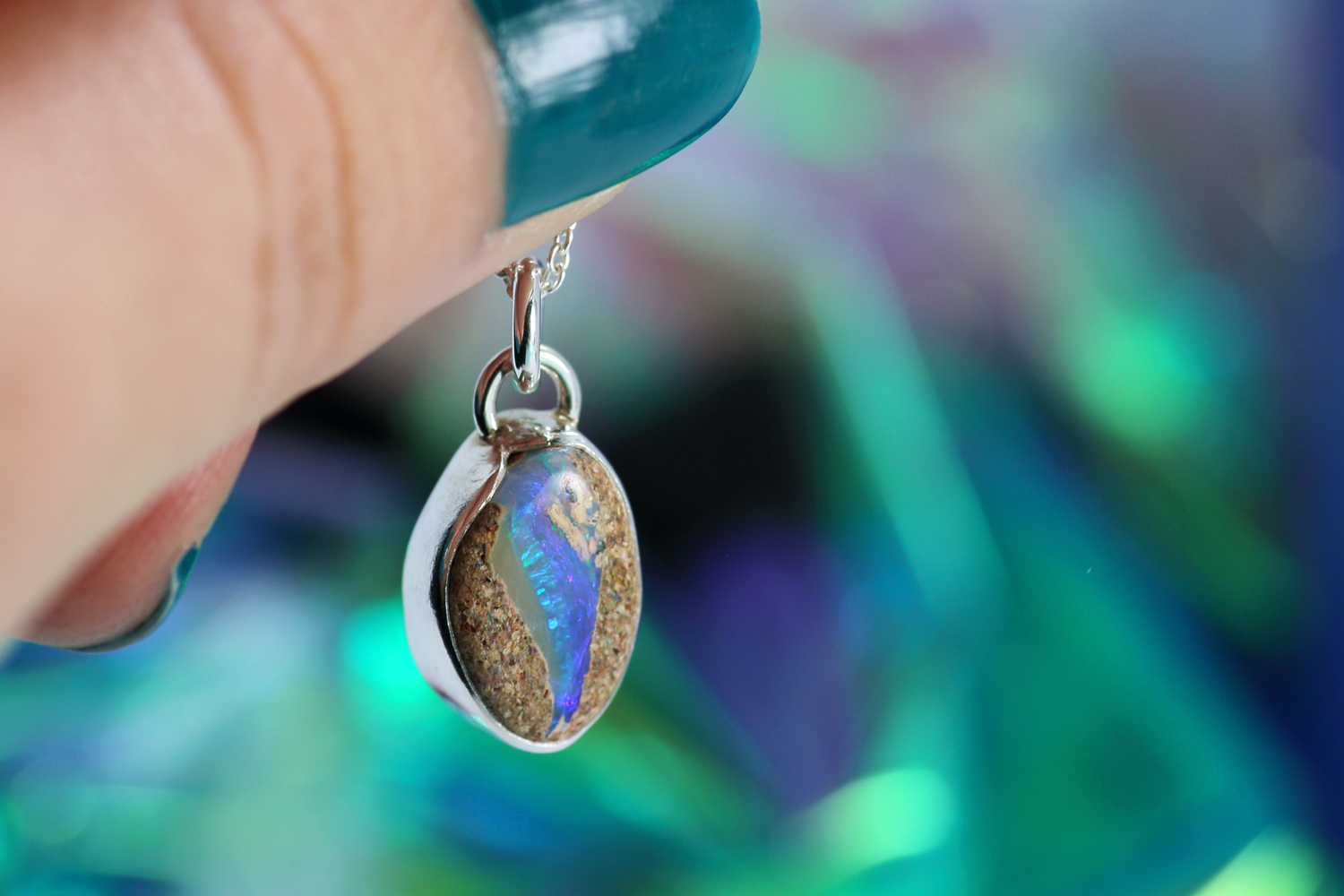 COVE BEACH Silberanhänger mit australischem Opal · Unikat