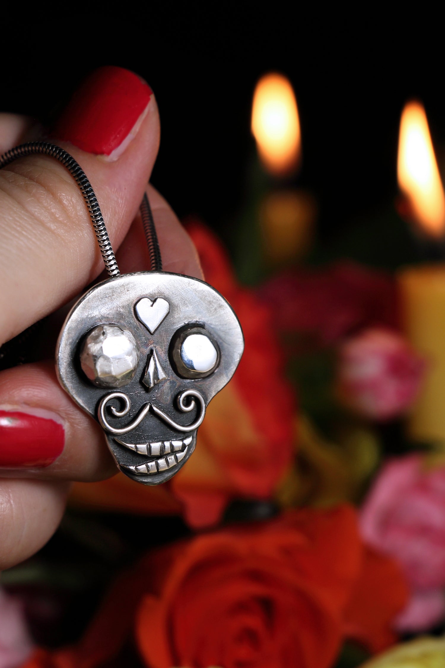 SALE · AMOR ETERNO Silberanhänger · SILVER MIRAGE Serie #2 · Totenkopf Maske · Dia de los Muertos