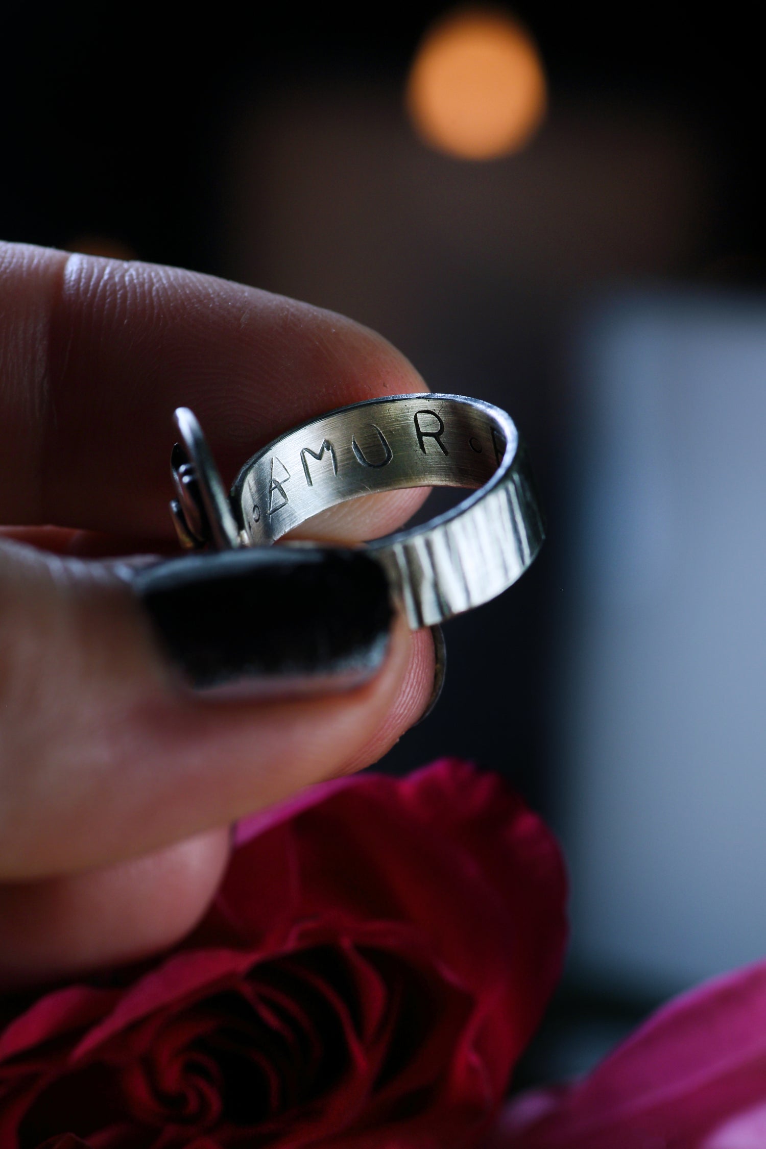 AMOR ETERNO Unikat Ring aus Silber 925 mit Totenkopf Maske · Dia de los Muertos