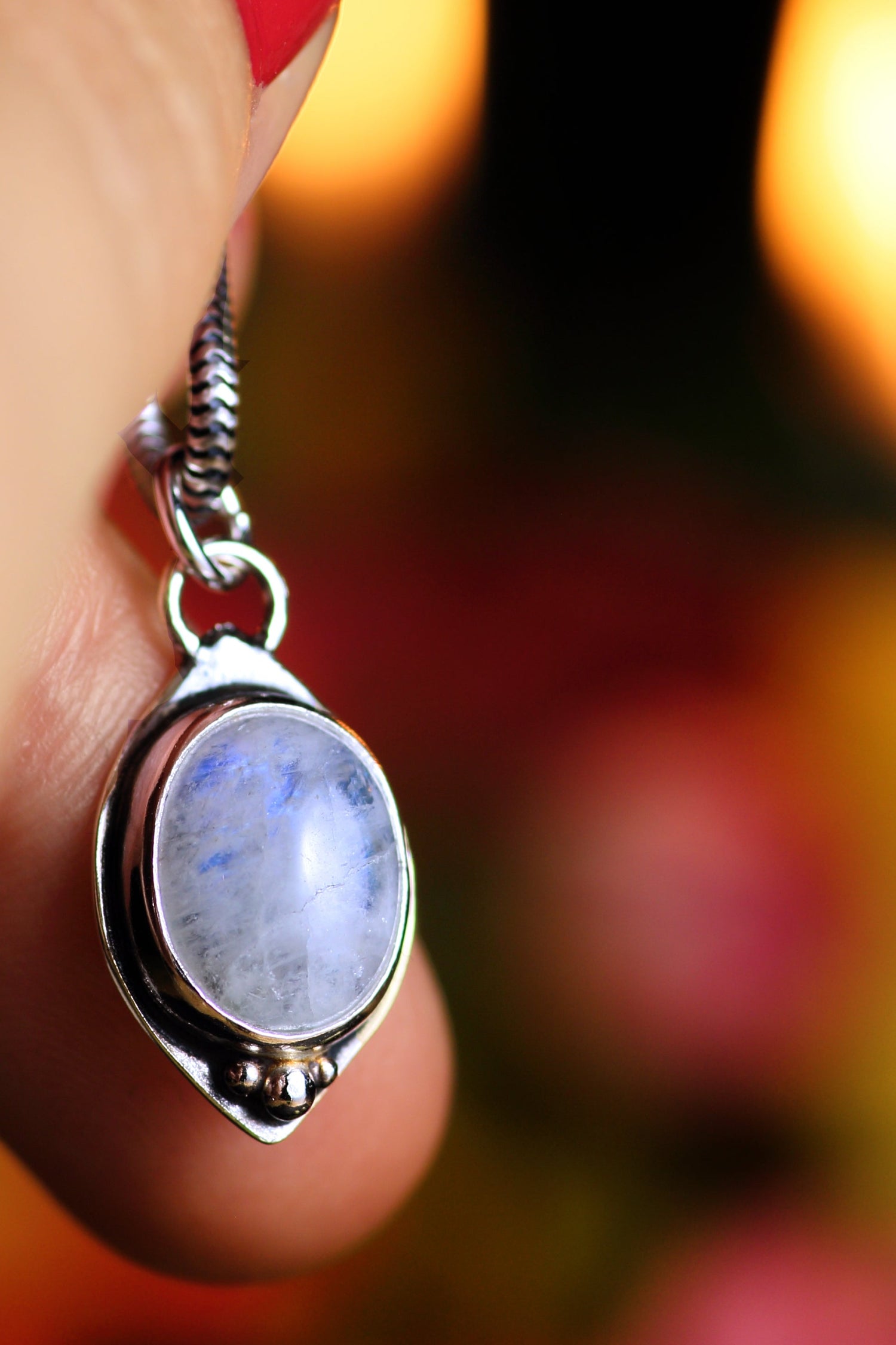 LUMINA Mondstein Anhänger aus 925 Silber · Licht der Seele · Dia de los Muertos