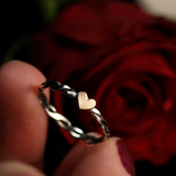 HERZ-AUS-GOLD TWILIGHT Silberring mit 18k Roségold Herz · jede Grösse erhältlich