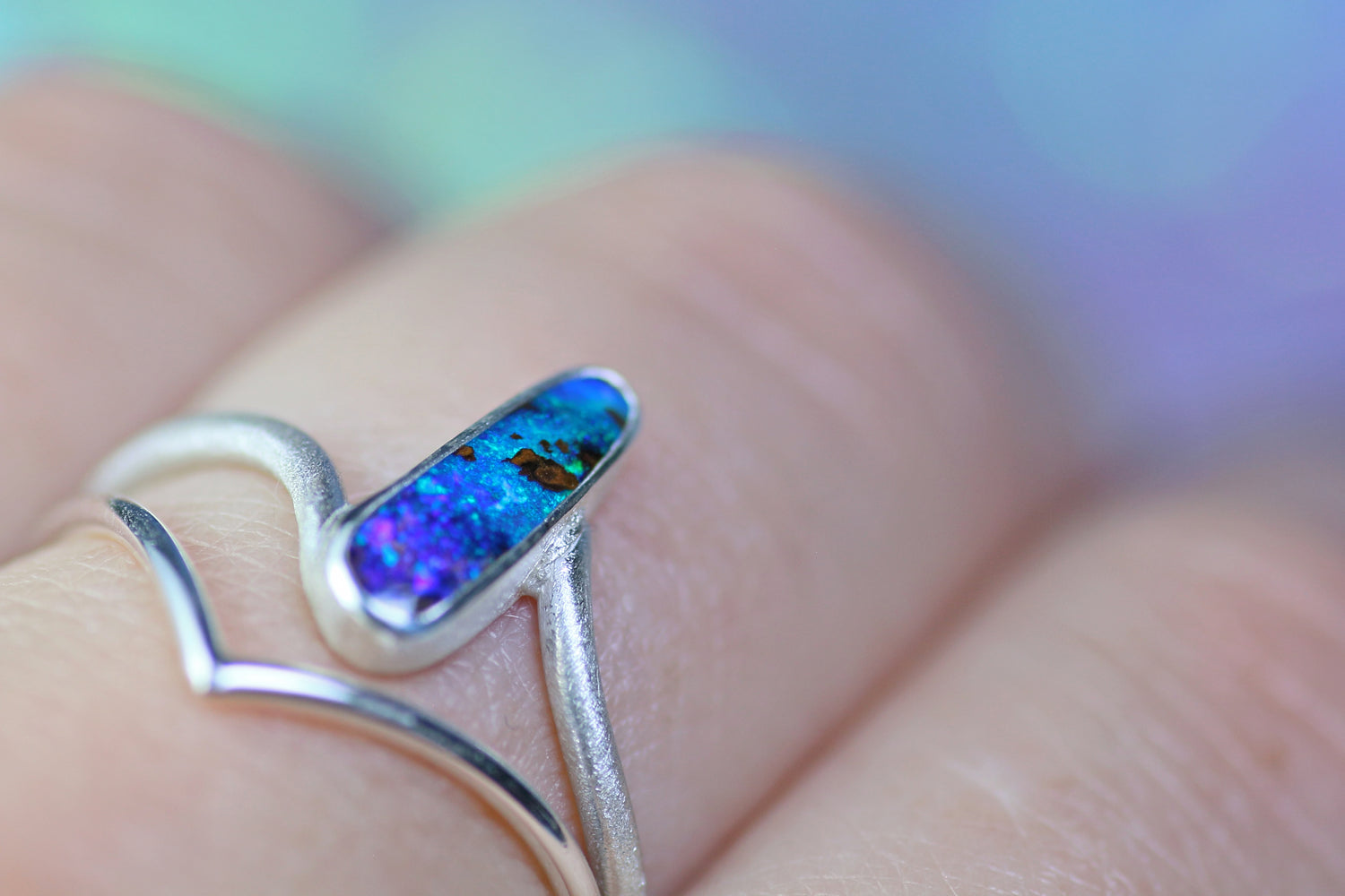 COSMO ATLANTIS Opalring aus Silber 925 · Ringgrösse EU 57 - 58