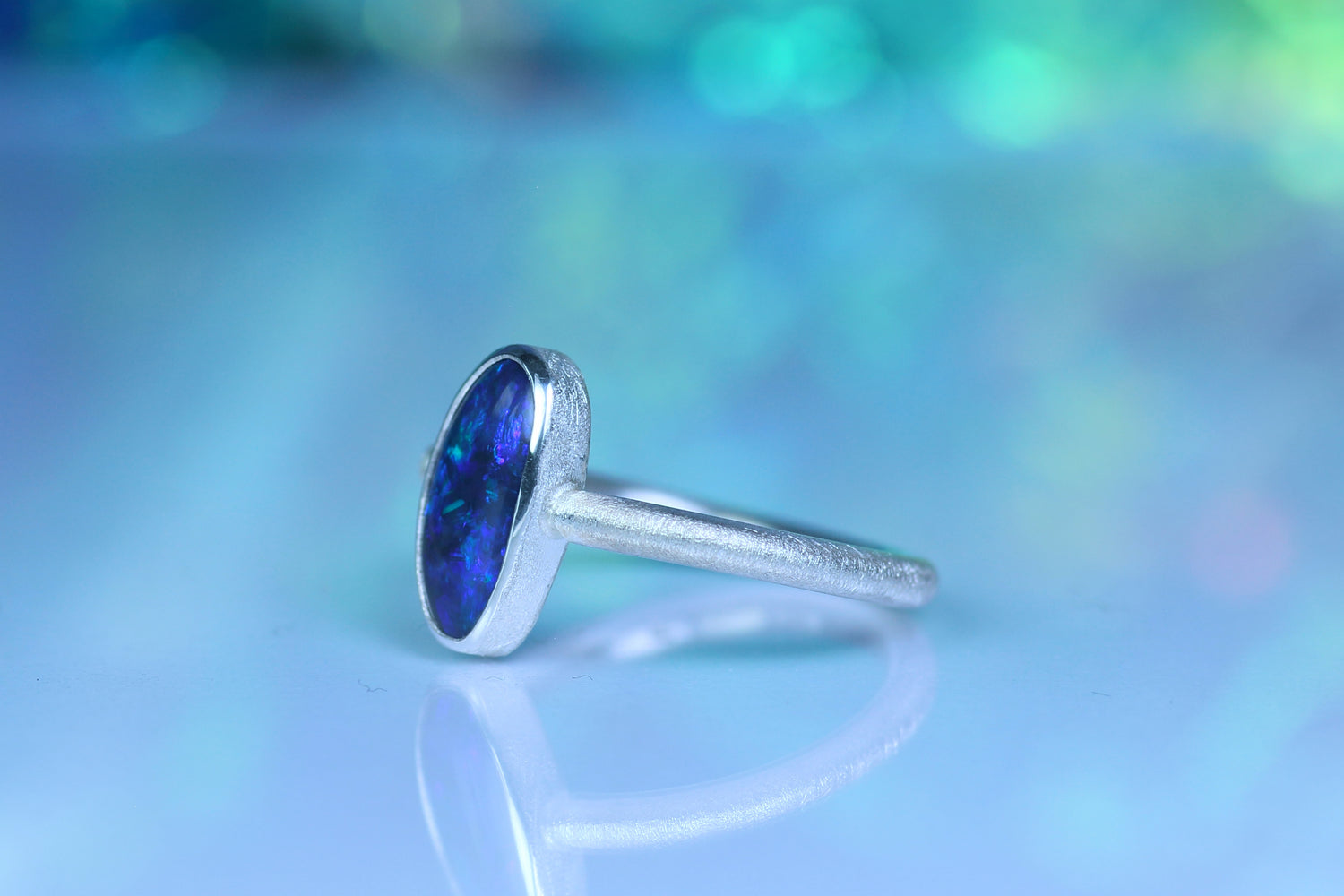 LUNA NOVA – Opal Silberring · EU 51 - 52