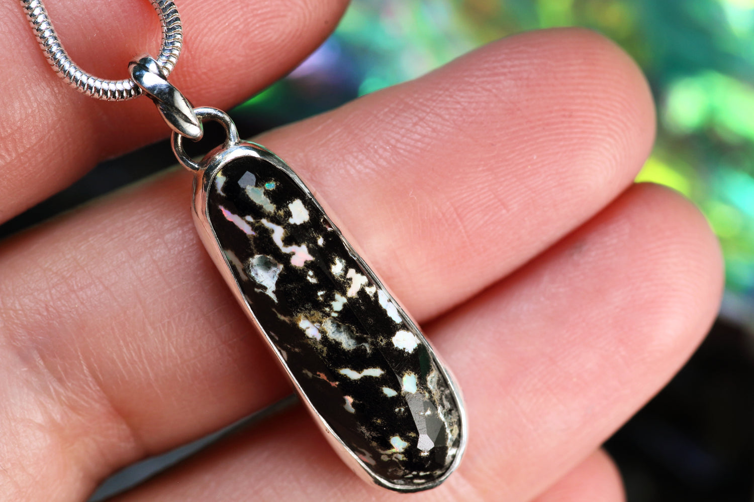 AURORA FERA Einzigartiger Mexikanischer Leoparden Opal Silberanhänger