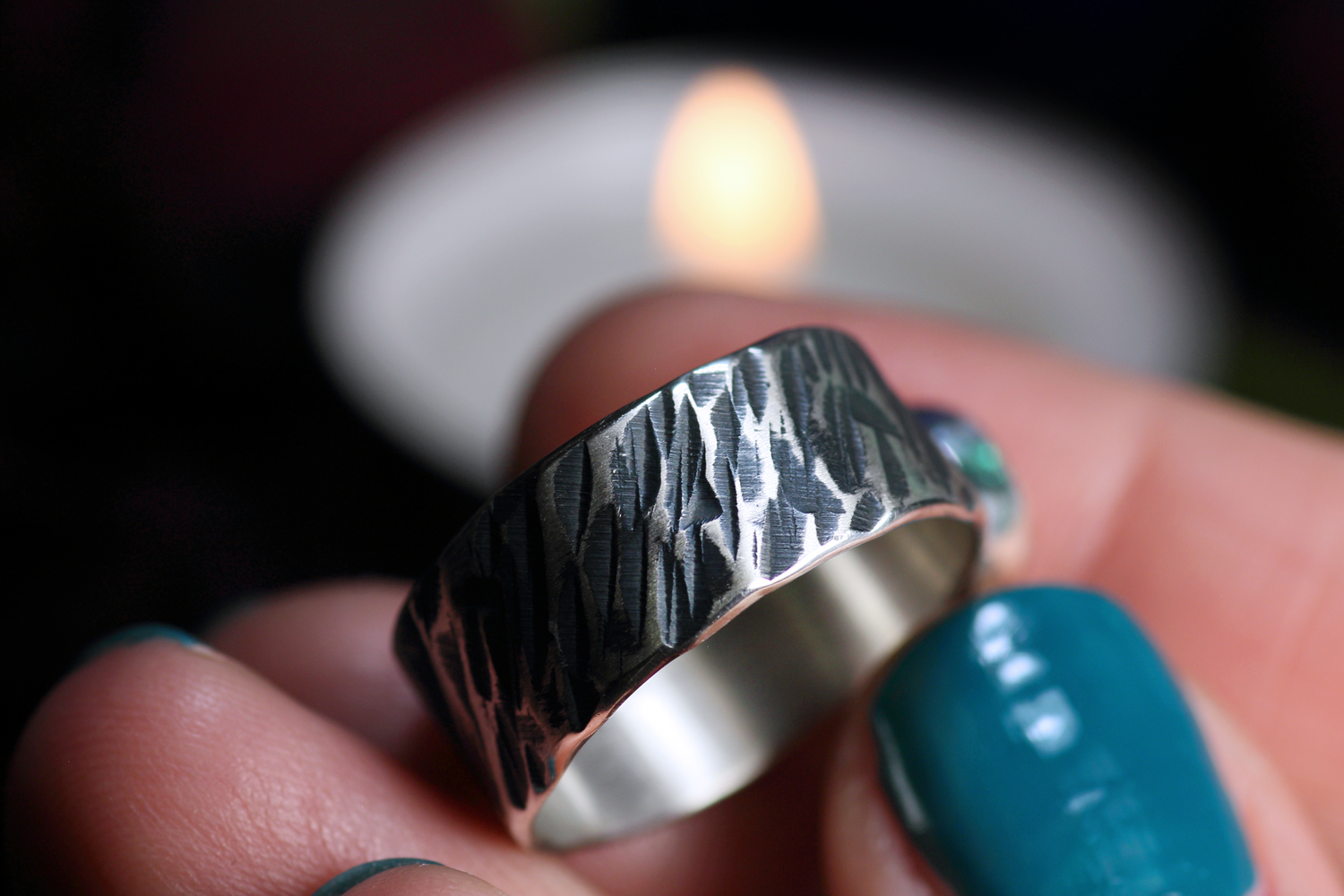 MARE IMMORTALE Boho Silberrring mit australischem Opal – Handgemachter, einzigartiger Unisex-Ring · Ringgrösse EU 59