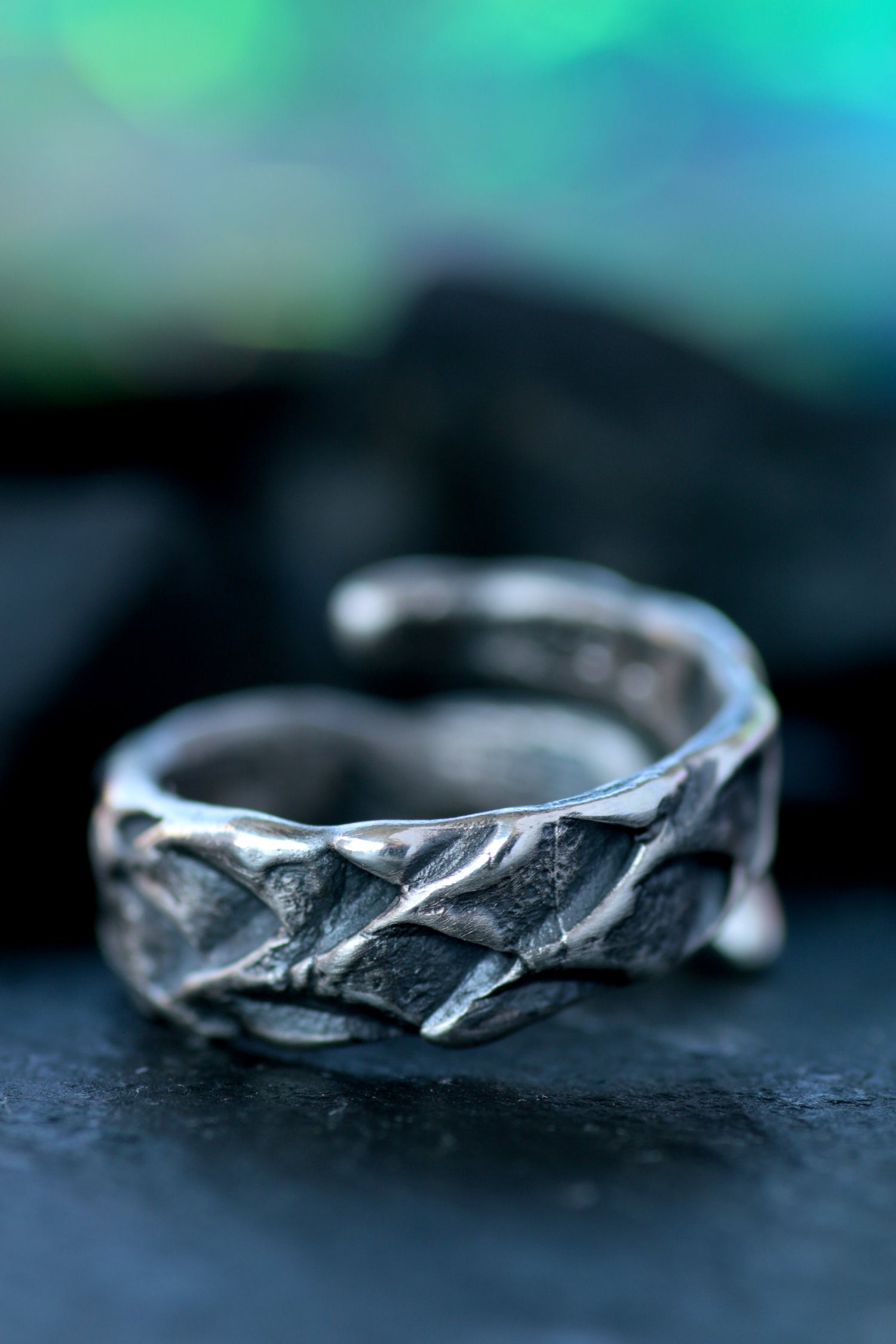 Bague COR MARIS • Bague design ouverte en argent 925 avec structure organique · Précommande