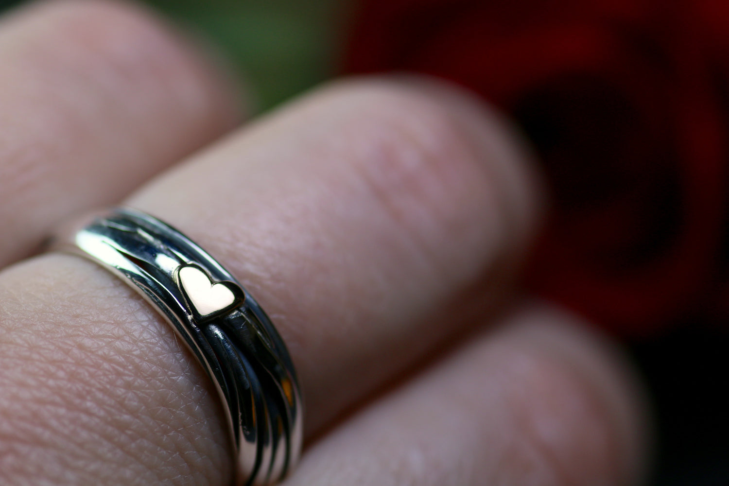 HERZ AUS GOLD INFINITY Unikat Ring aus Silber 925 mit 18k Rosé Gold Herz · Ringgrösse EU 60