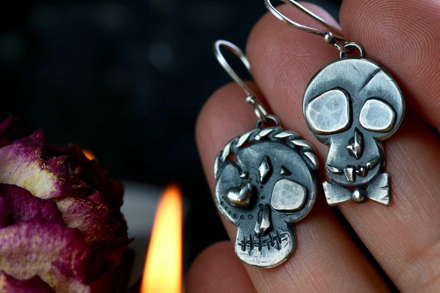 LOS UNIDOS Totenkopf Ohrringe aus Silber 925 · Día de los Muertos · Mix & Match