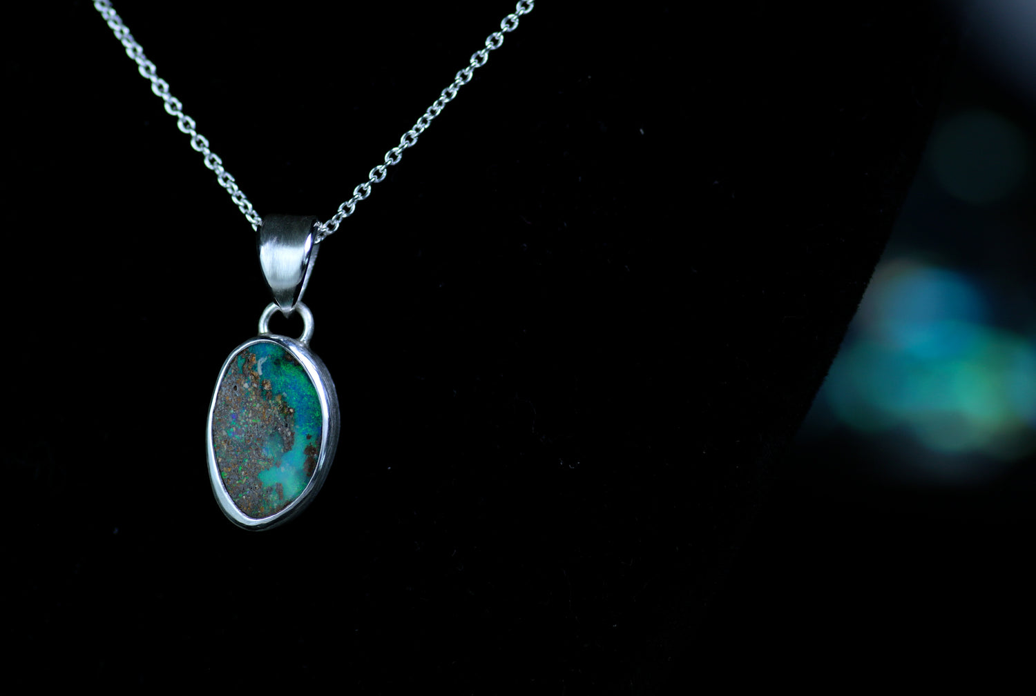 ATLANTIS Anhänger • Designer Silberanhänger 925 mit australischem Opal · Unikat