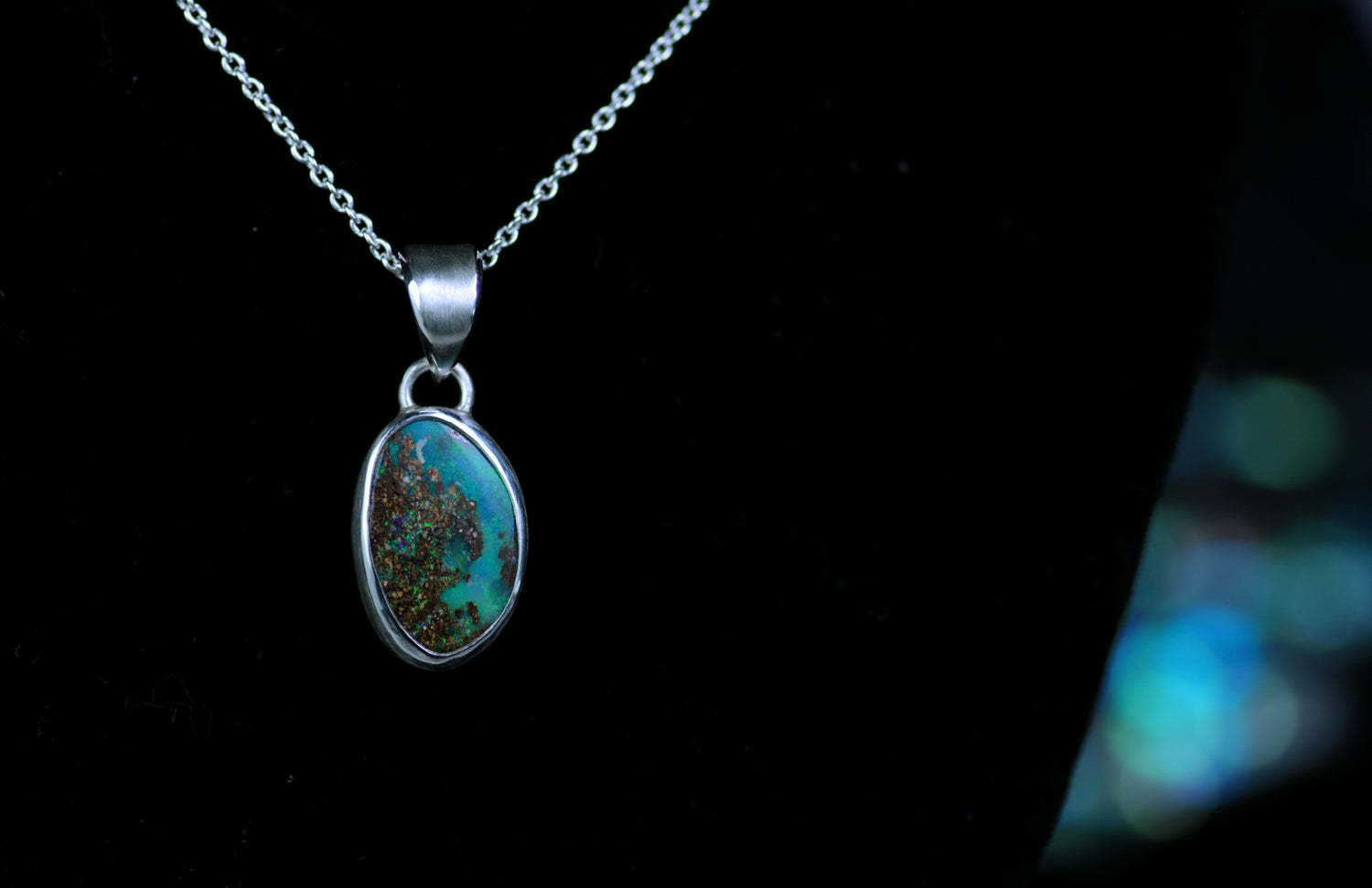 ATLANTIS Anhänger • Designer Silberanhänger 925 mit australischem Opal · Unikat