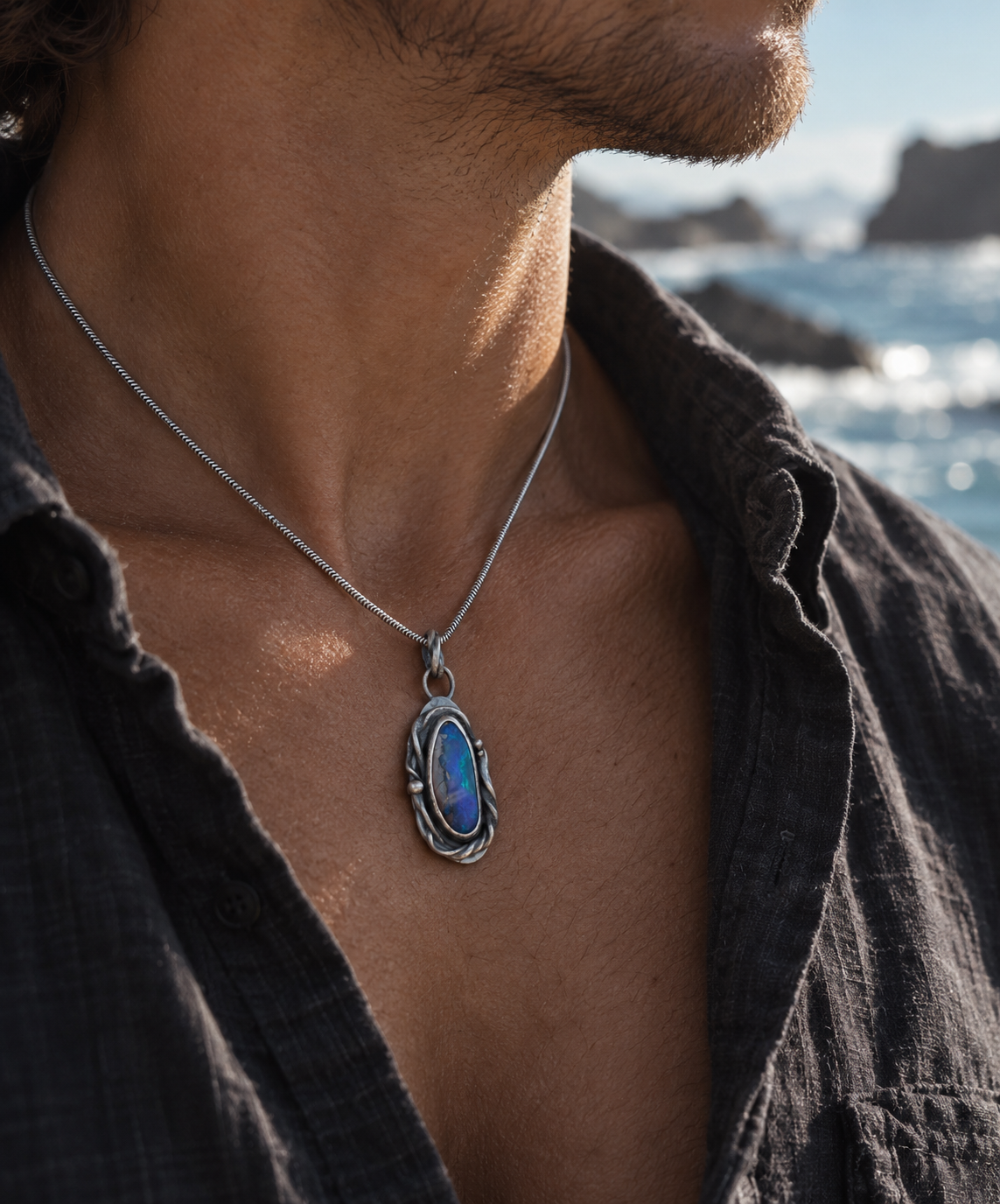 IKARIA • Opal Anhänger aus 925 Silber · Unikat
