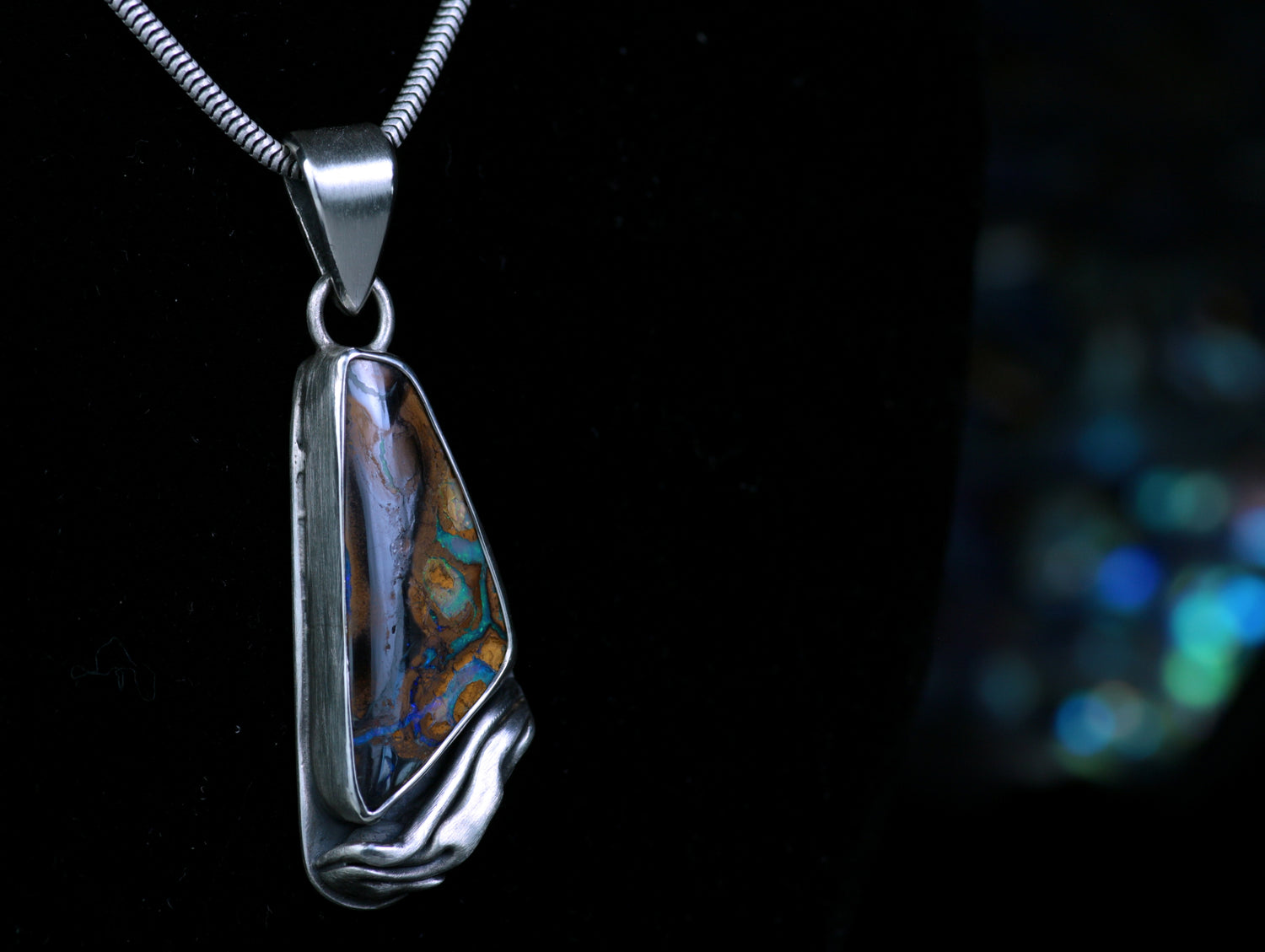 ITHAKA Anhänger • Designer Silberanhänger 925 mit australischem Matrixopal · Unikat