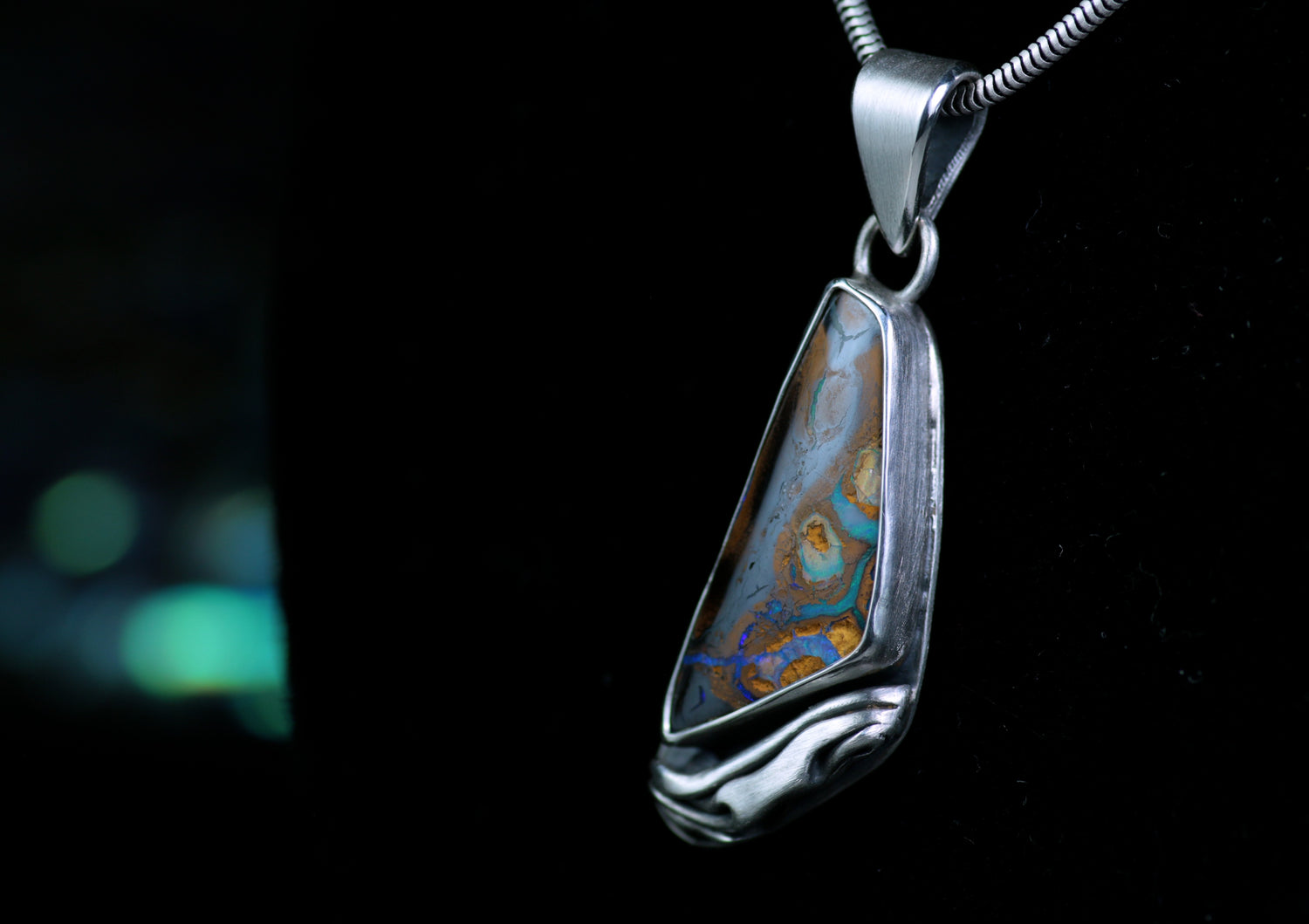 ITHAKA Anhänger • Designer Silberanhänger 925 mit australischem Matrixopal · Unikat